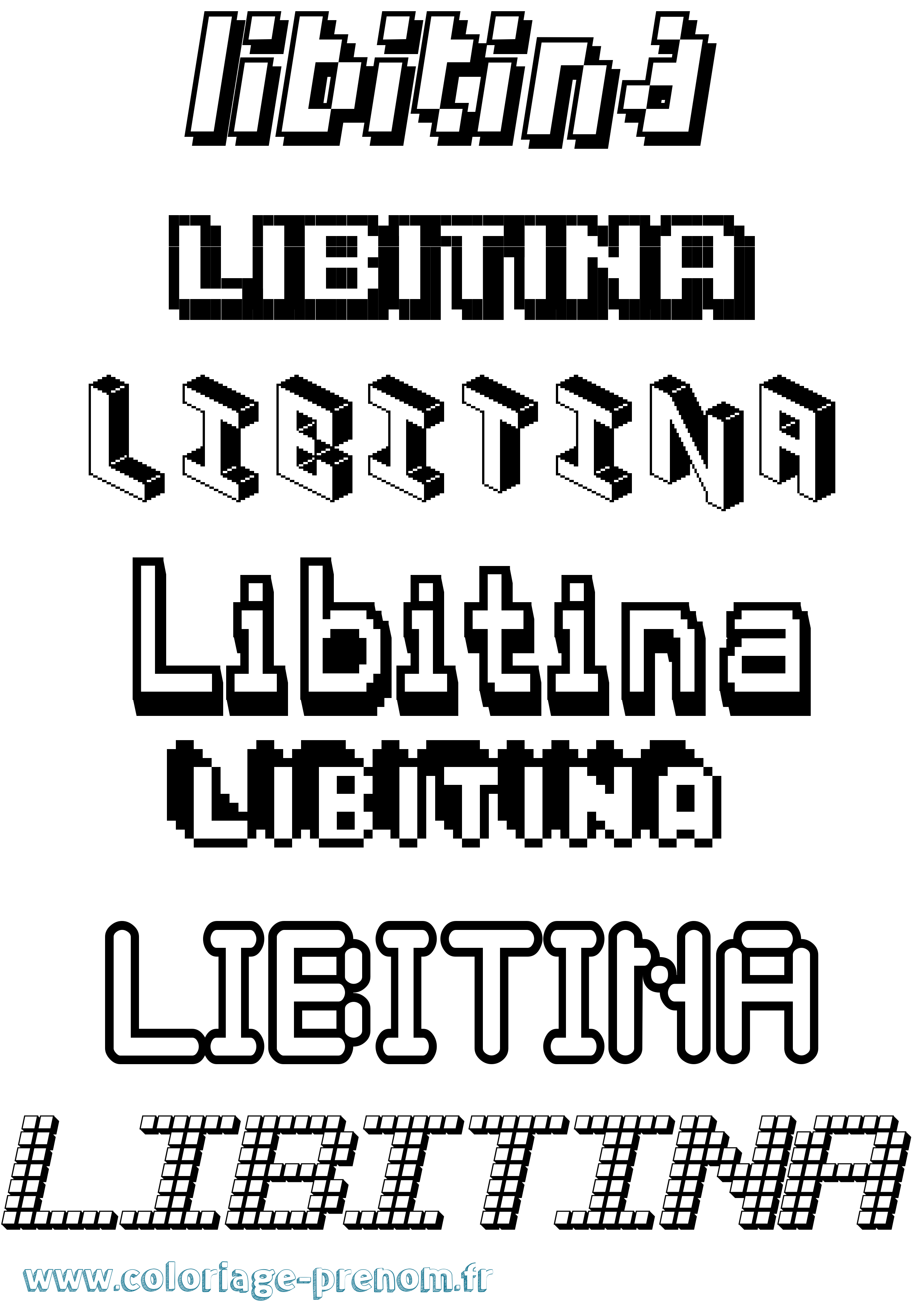 Coloriage prénom Libitina Pixel