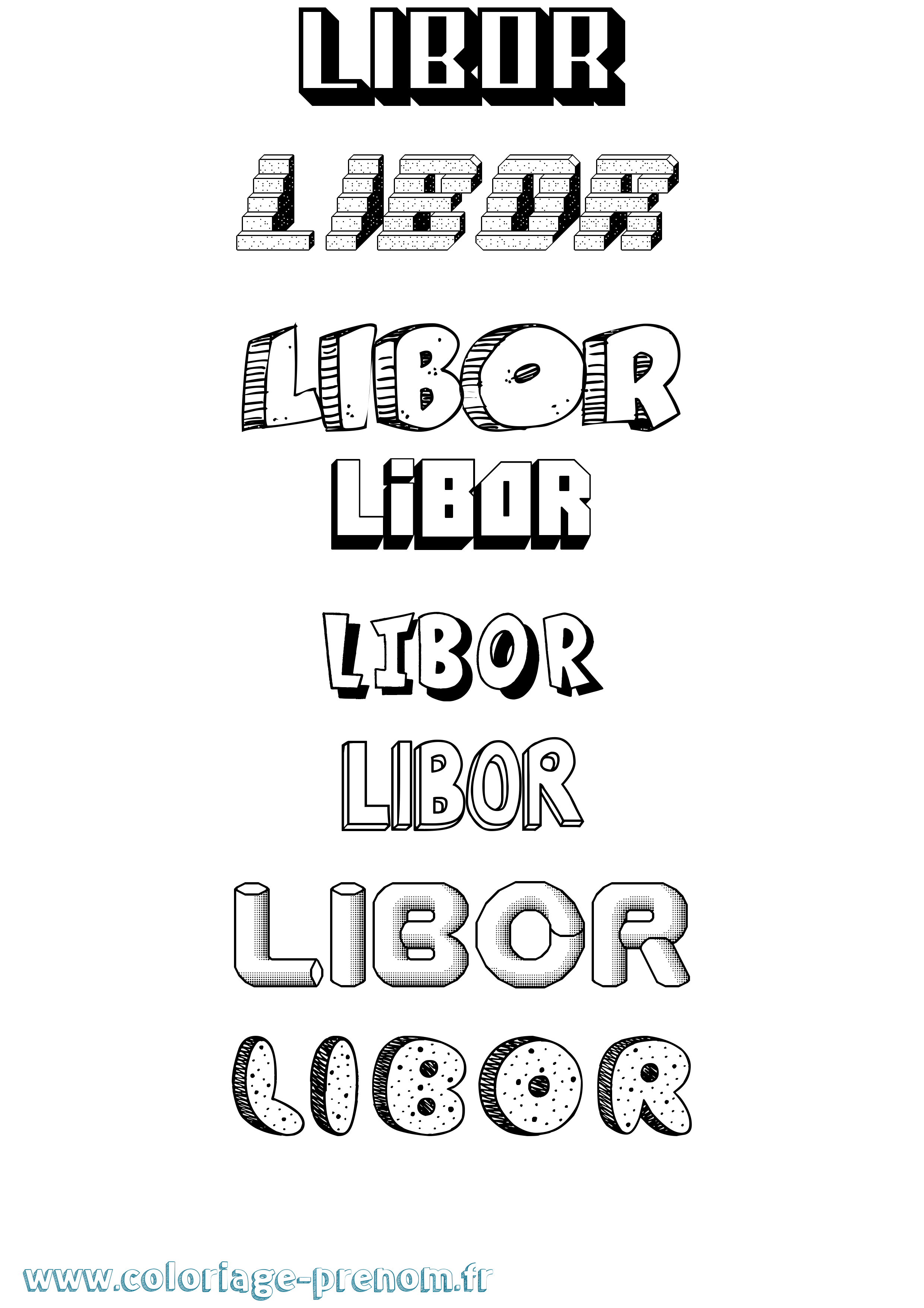 Coloriage prénom Libor Effet 3D