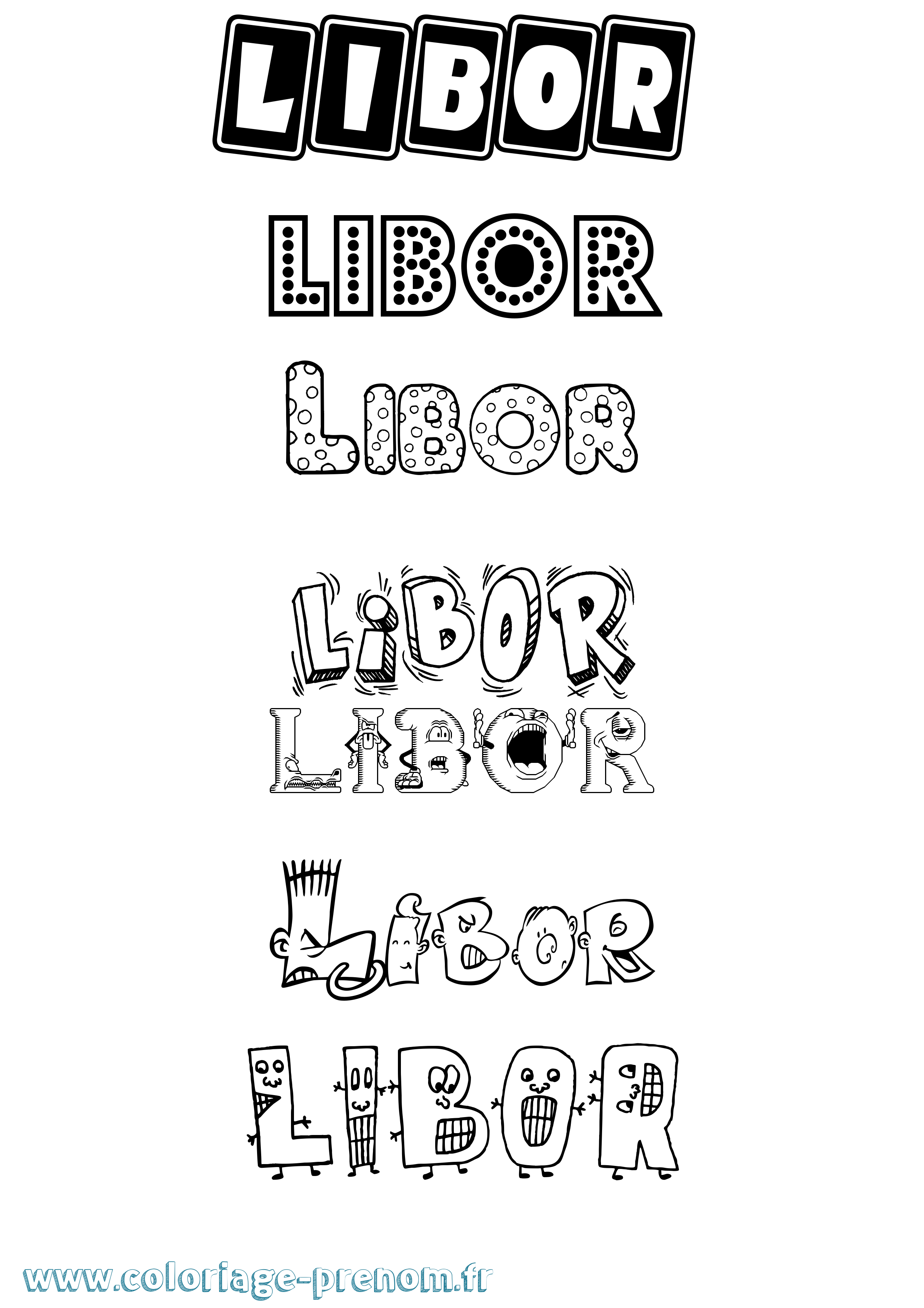Coloriage prénom Libor Fun