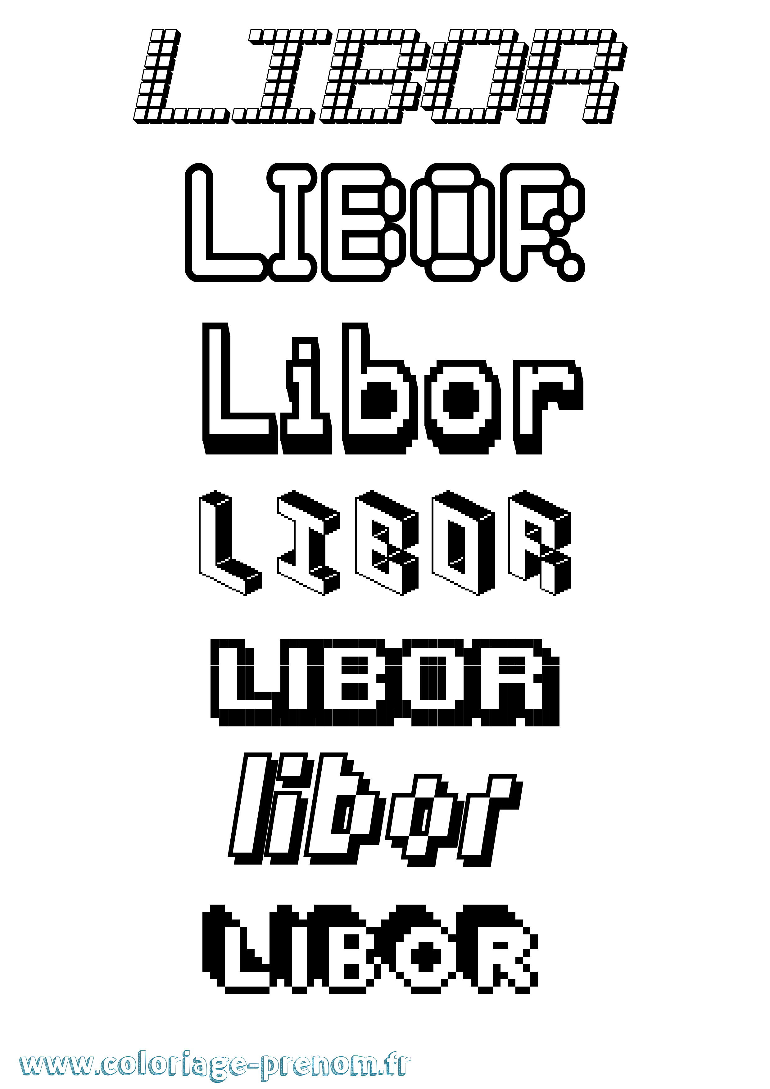 Coloriage prénom Libor Pixel