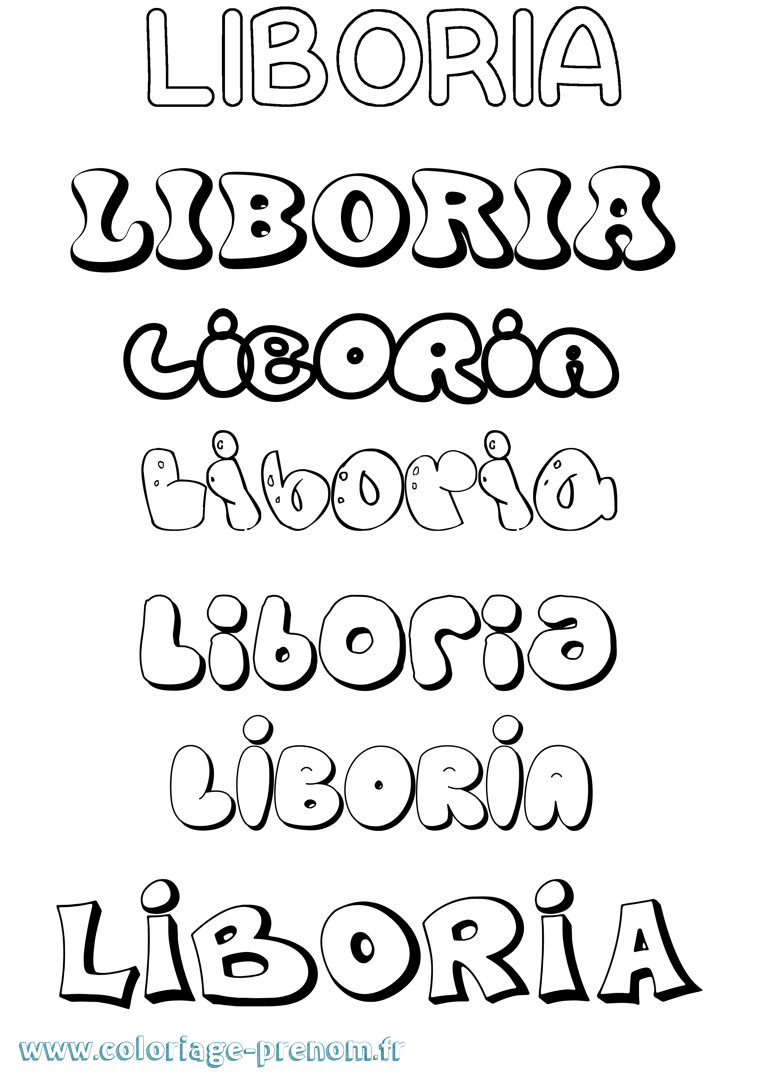 Coloriage prénom Liboria Bubble