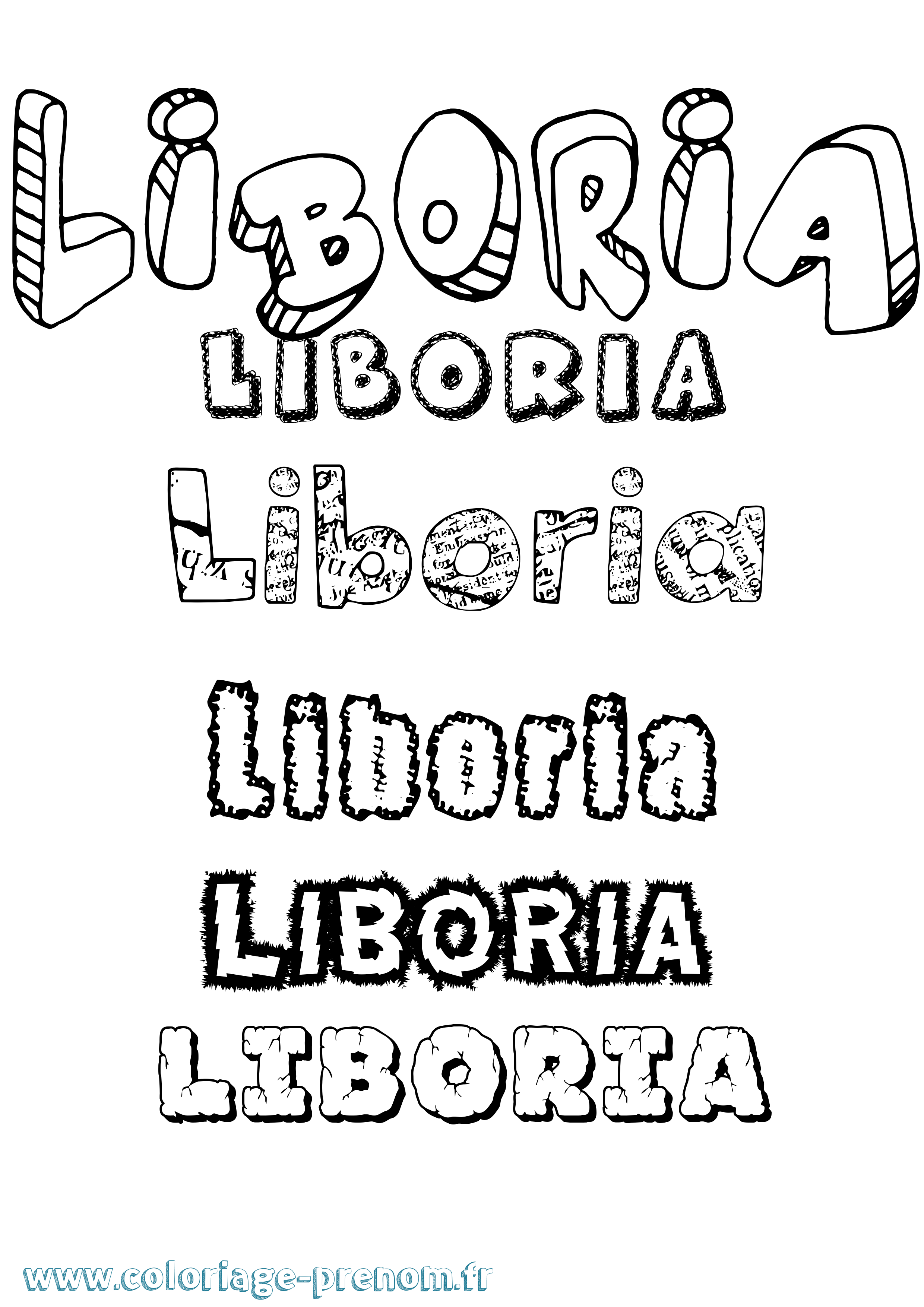 Coloriage prénom Liboria Destructuré