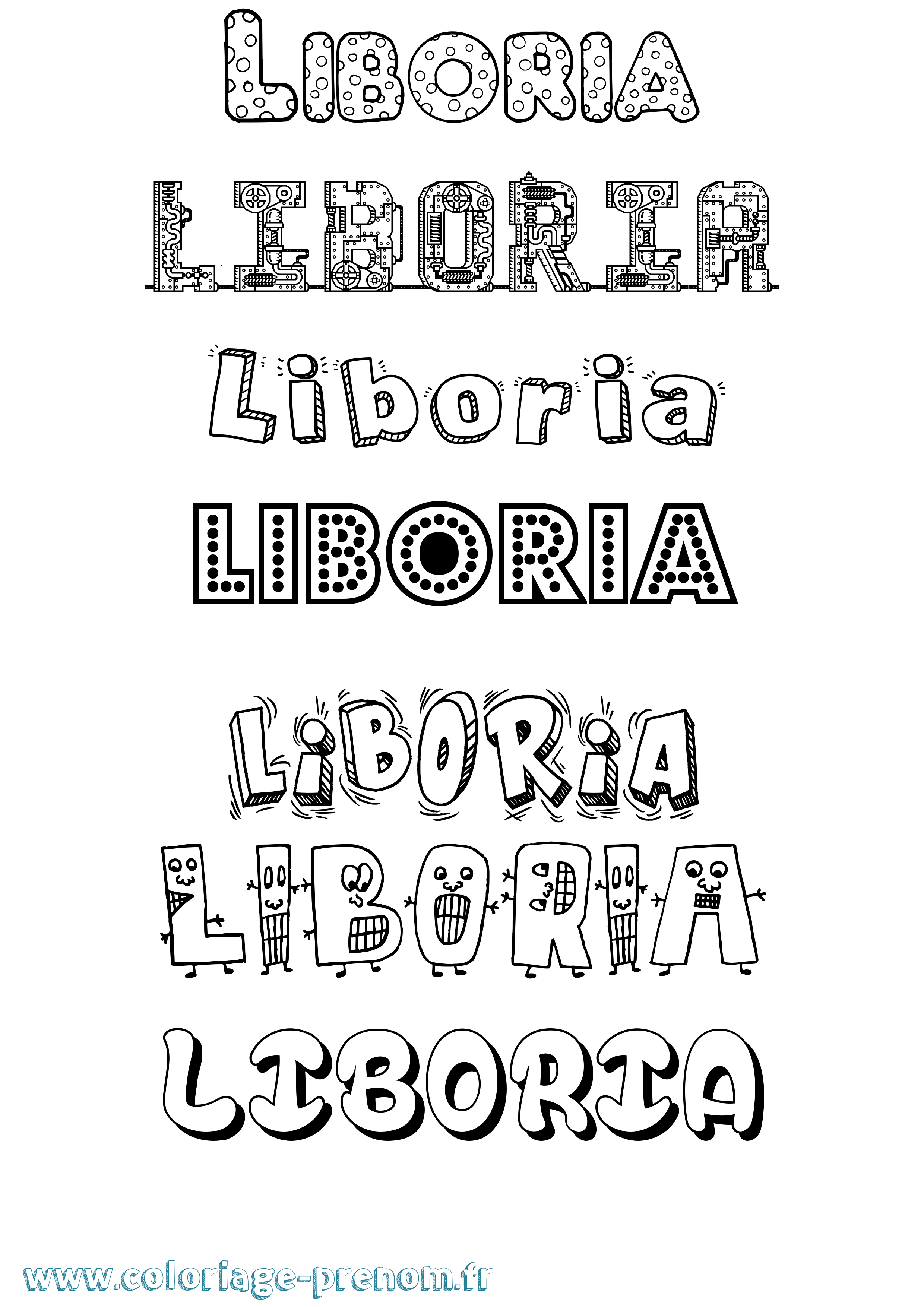 Coloriage prénom Liboria Fun