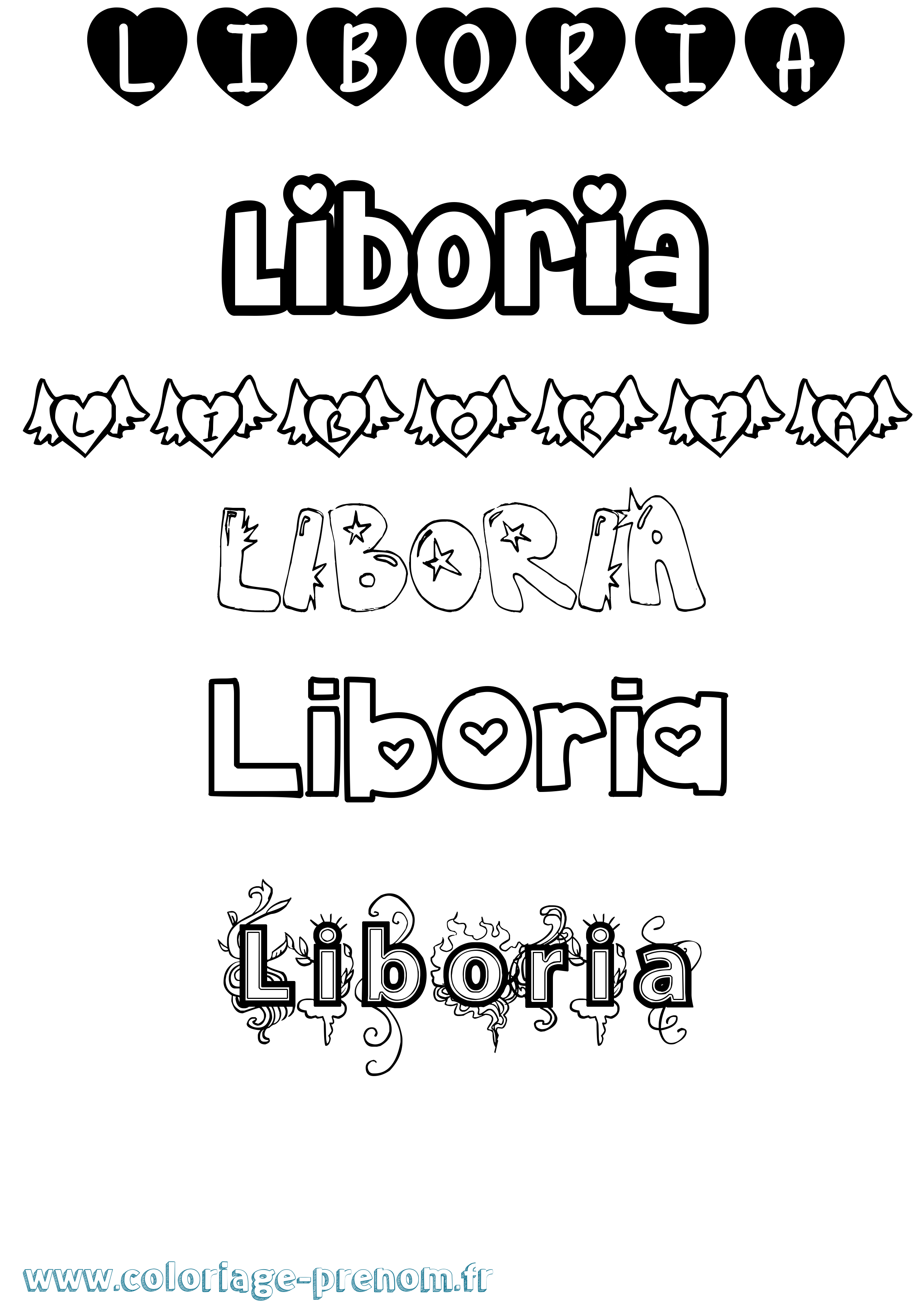 Coloriage prénom Liboria Girly
