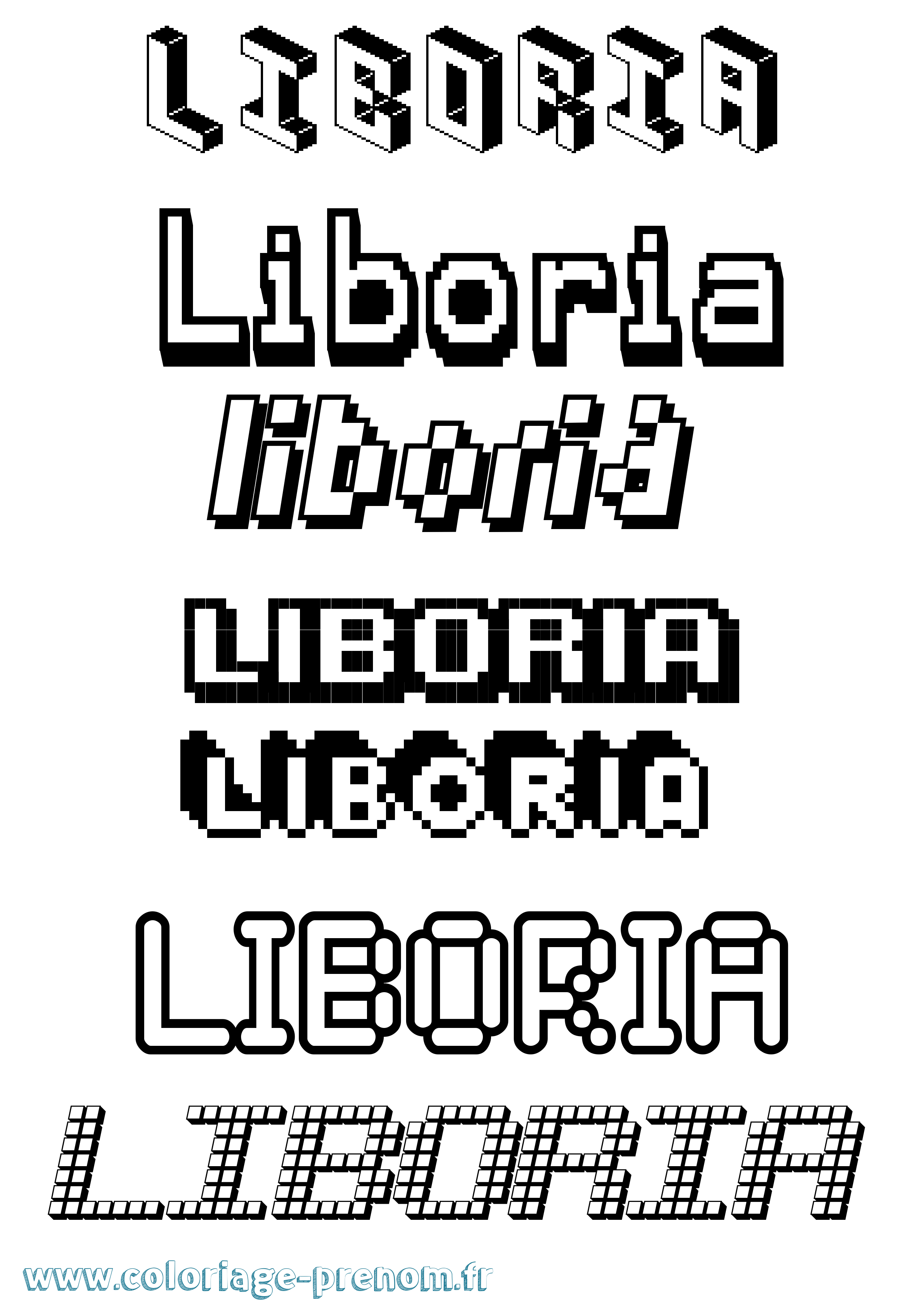 Coloriage prénom Liboria Pixel
