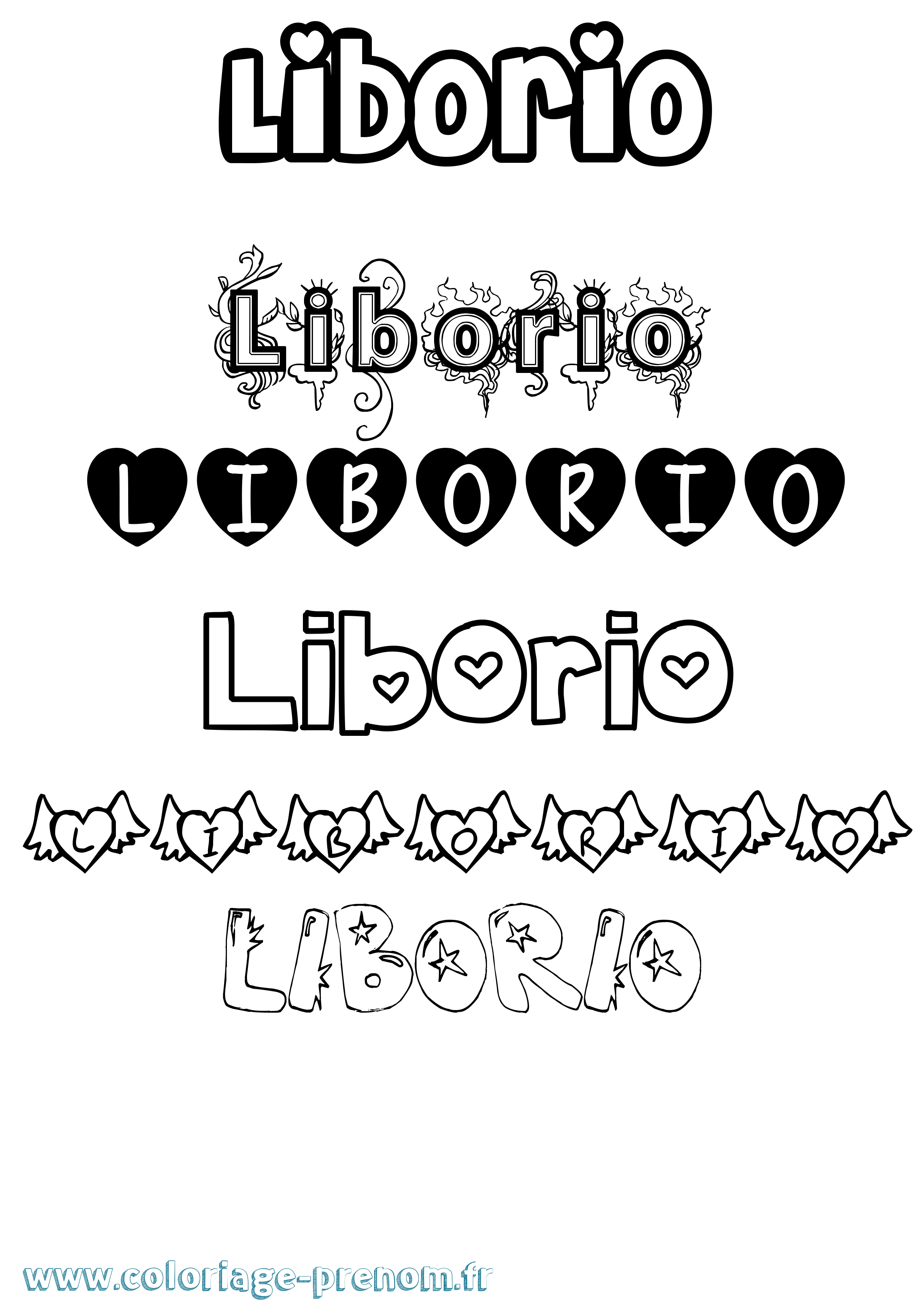 Coloriage prénom Liborio Girly