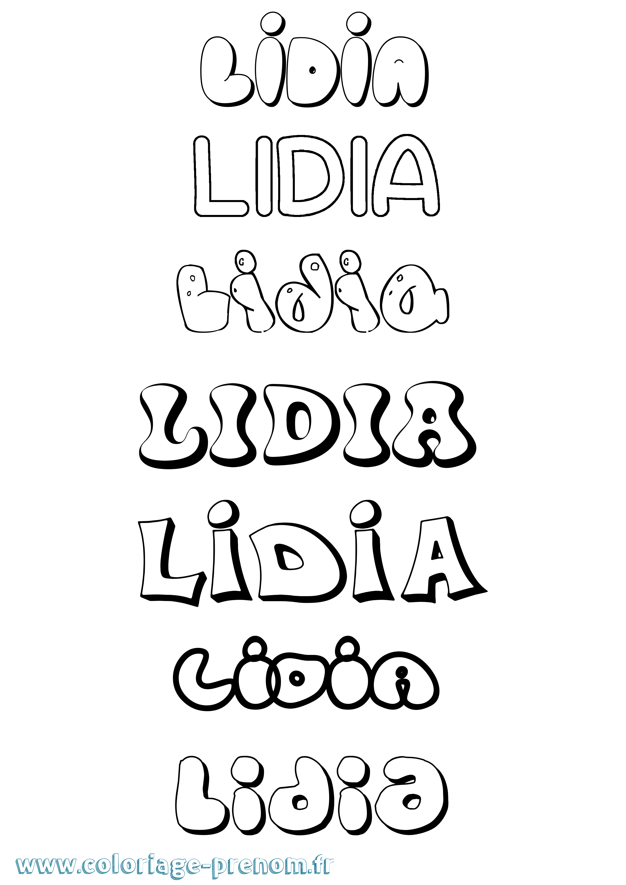 Coloriage prénom Lidia Bubble
