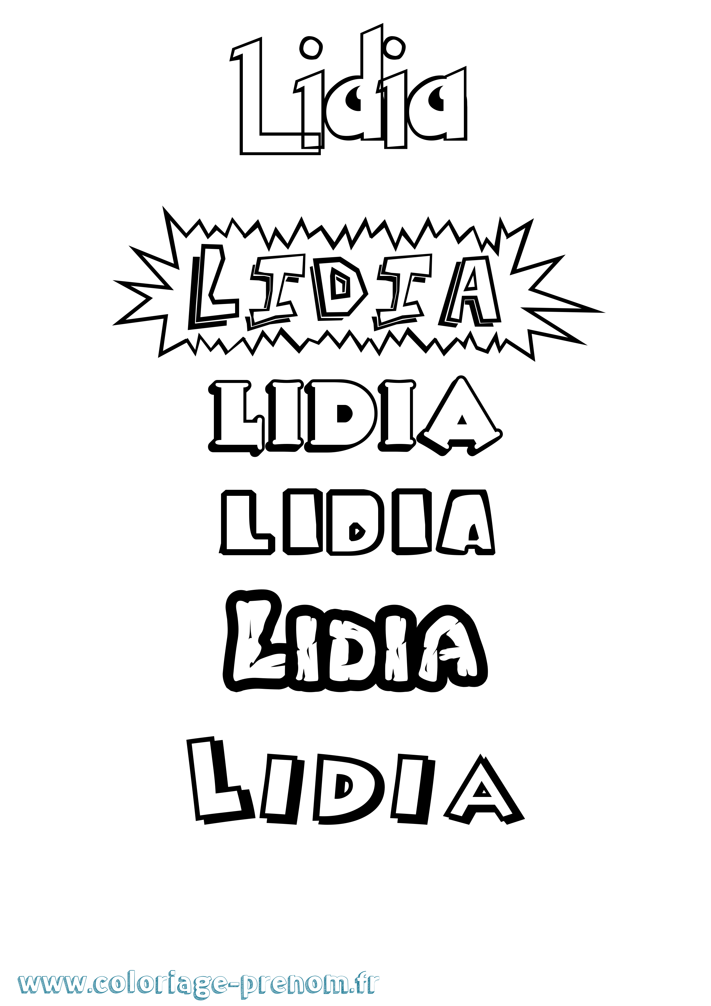 Coloriage Lidia Dessin Animé Coloriage prénom Lidia Dessin Animé