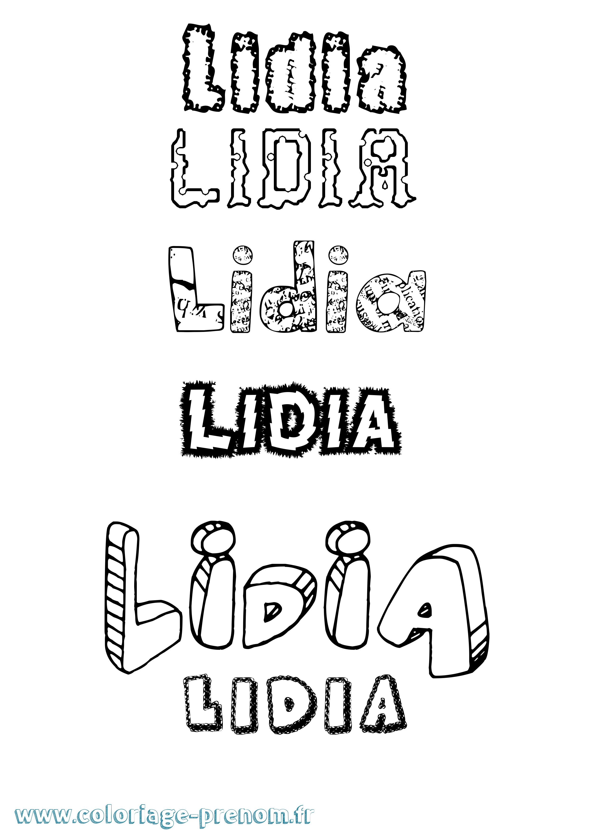Coloriage prénom Lidia Destructuré