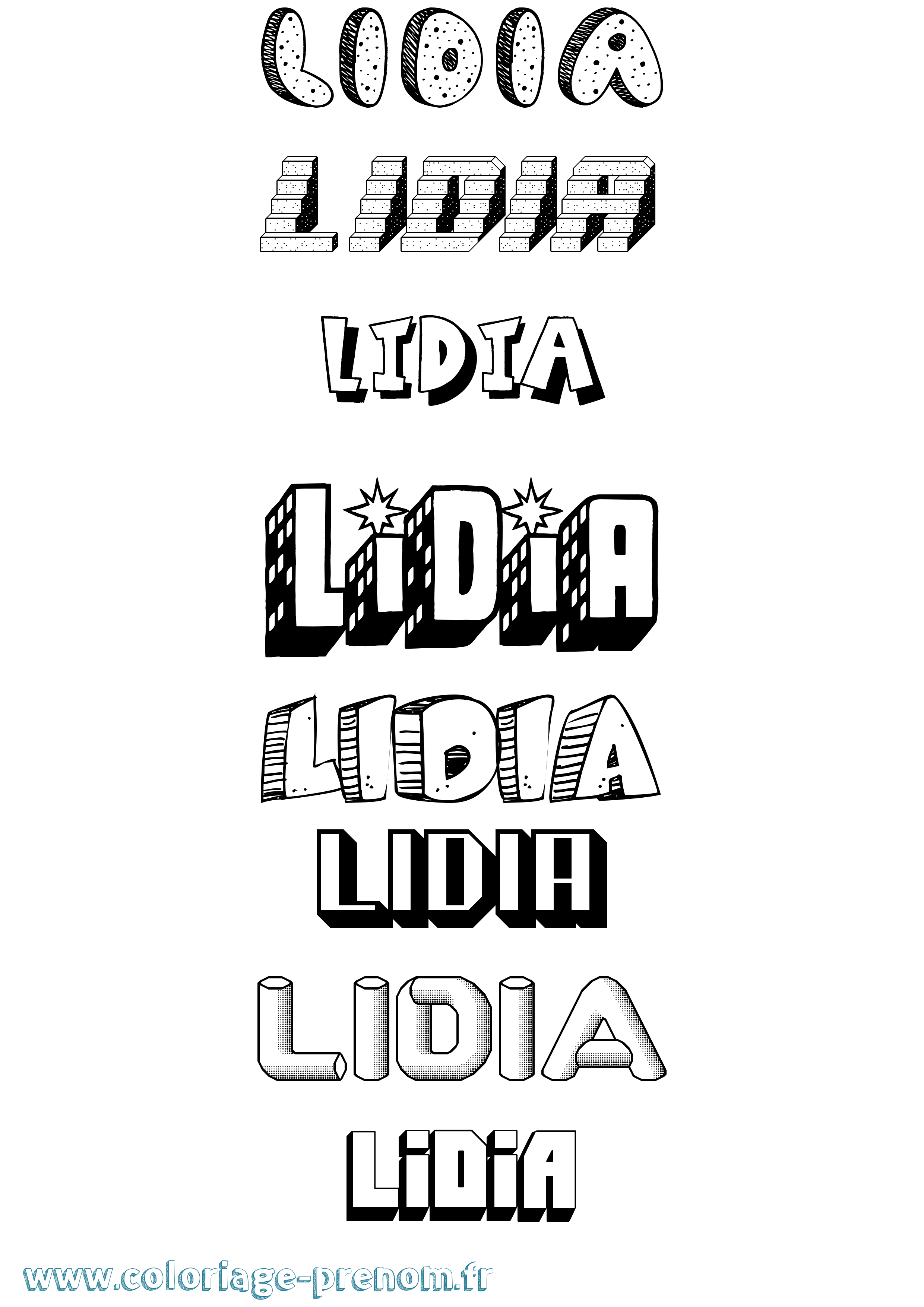 Coloriage Lidia Effet 3D Coloriage prénom Lidia Effet 3D