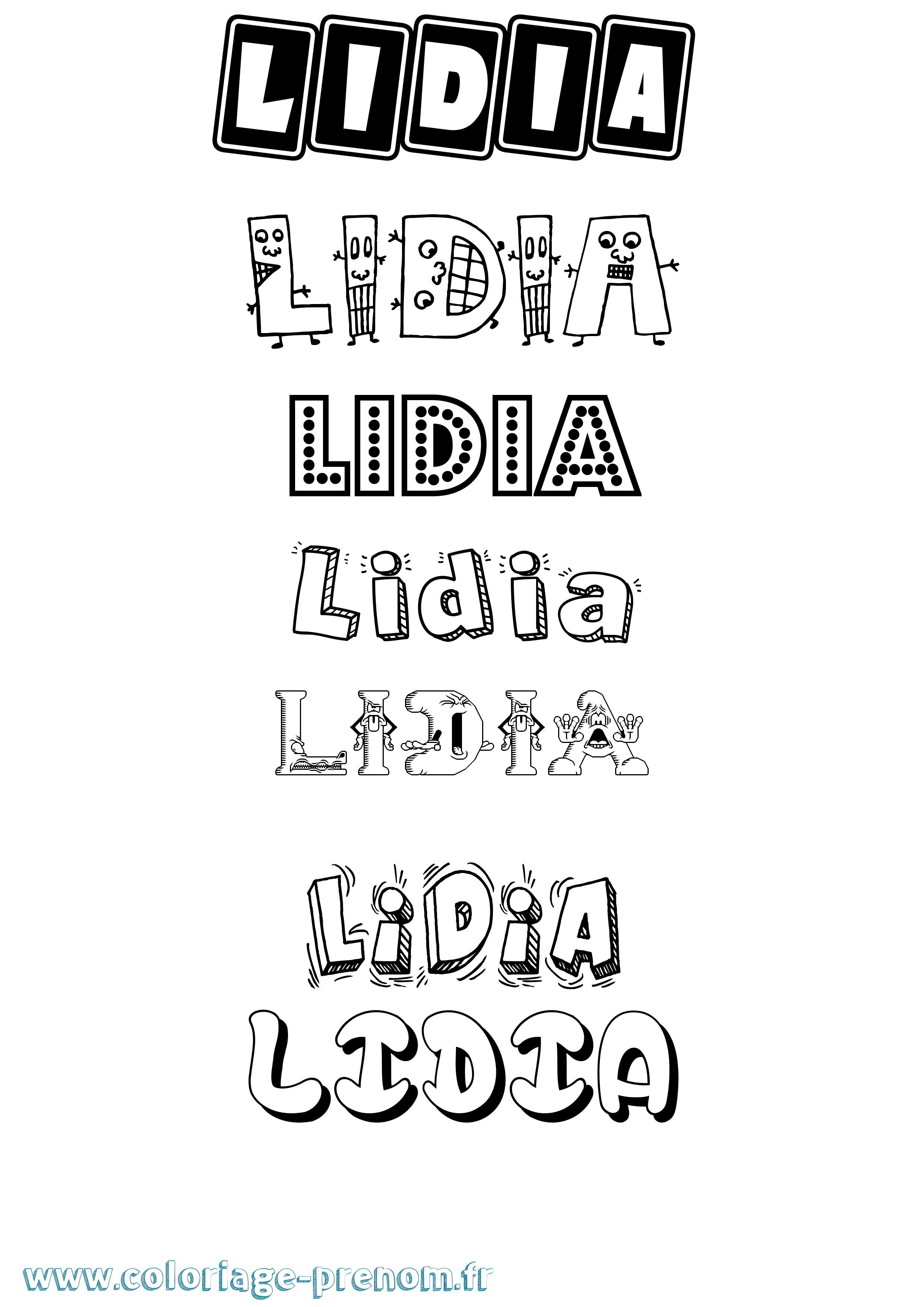 Coloriage prénom Lidia Fun