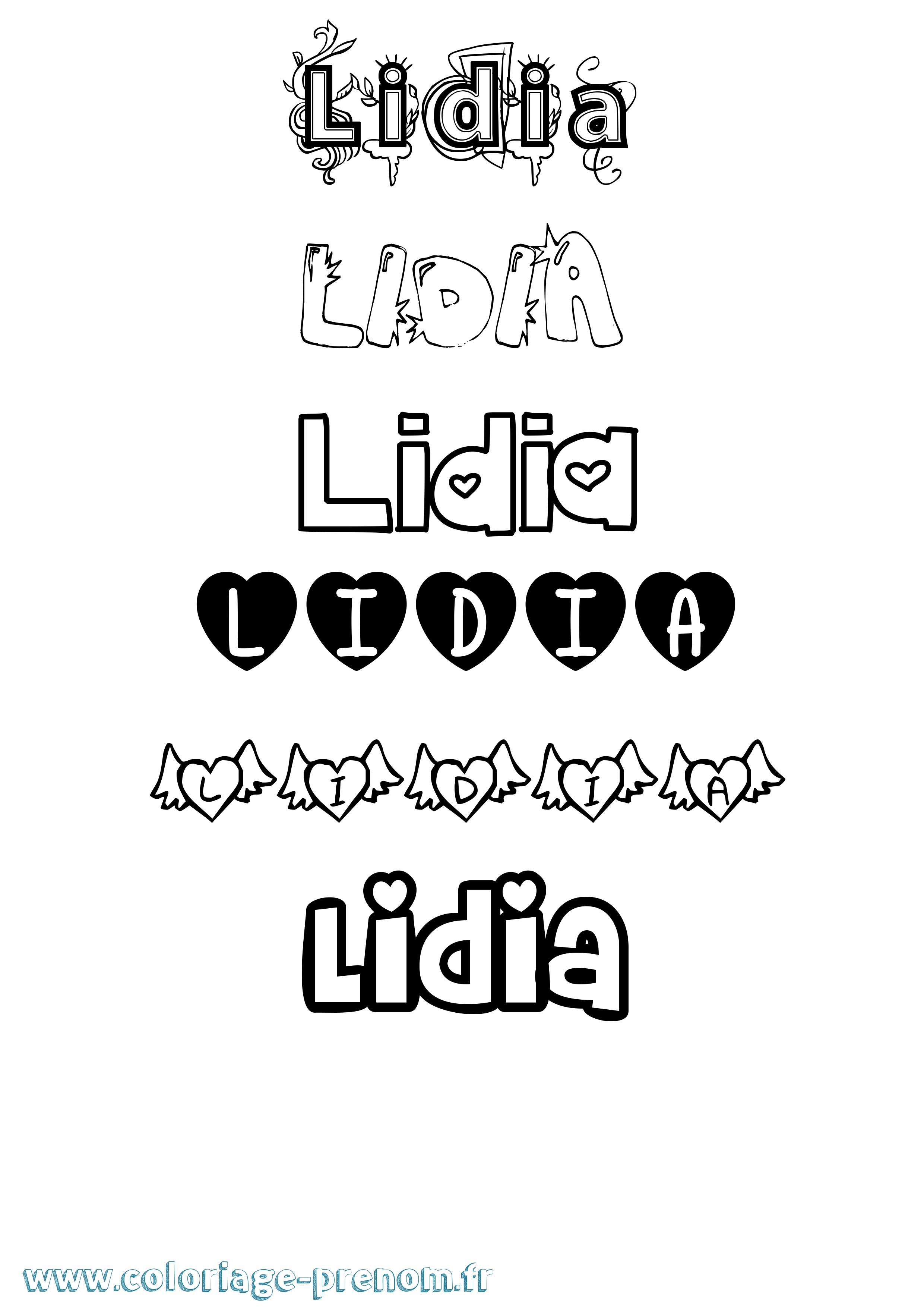 Coloriage prénom Lidia Girly