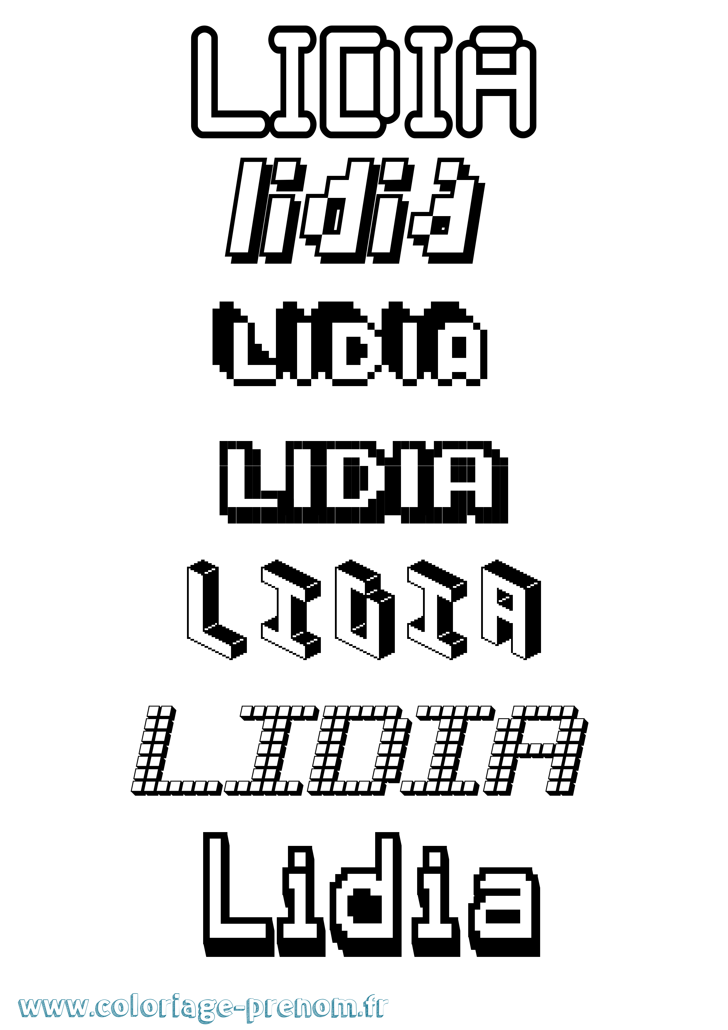 Coloriage Lidia Pixel Coloriage prénom Lidia Pixel
