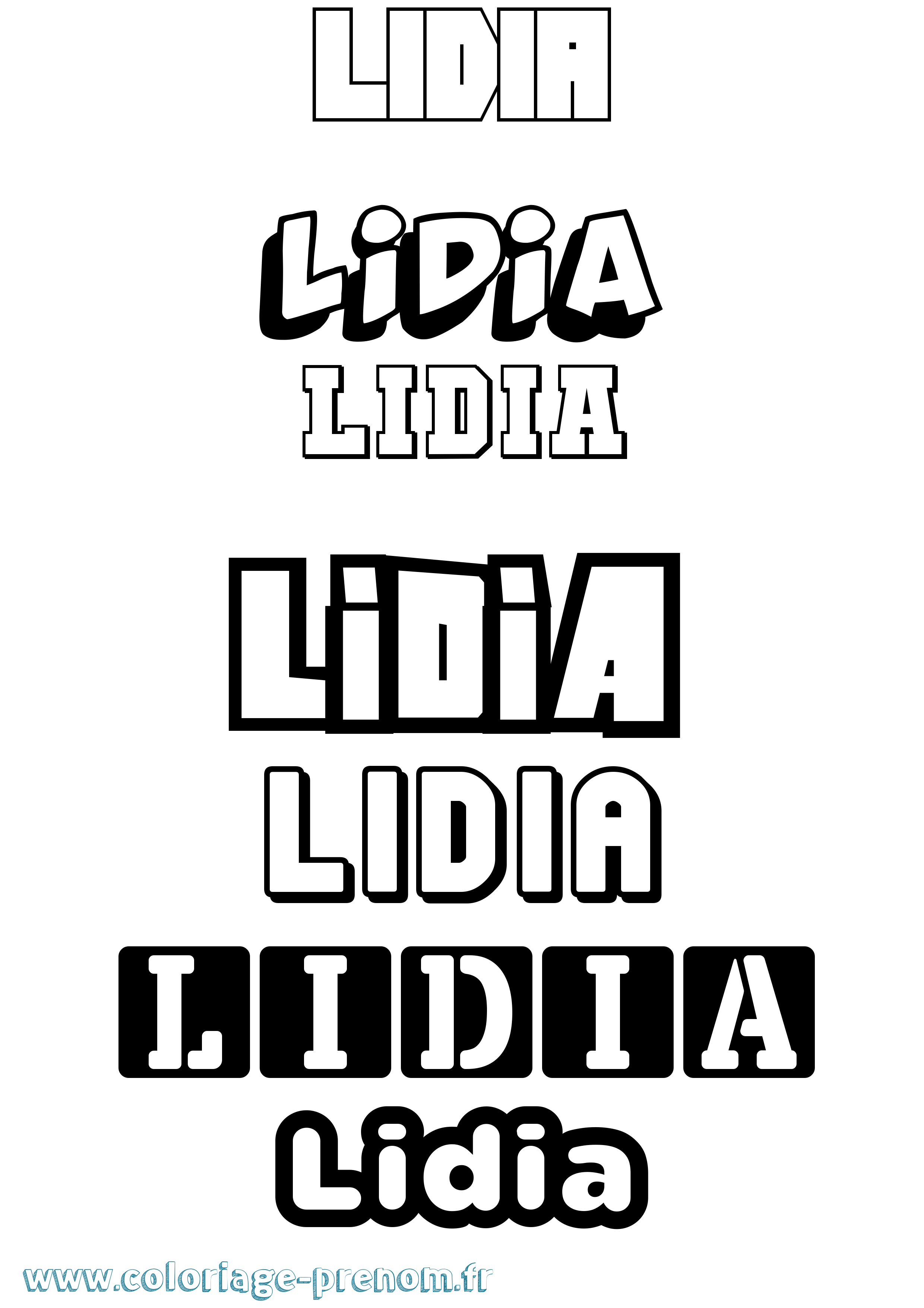 Coloriage prénom Lidia Simple