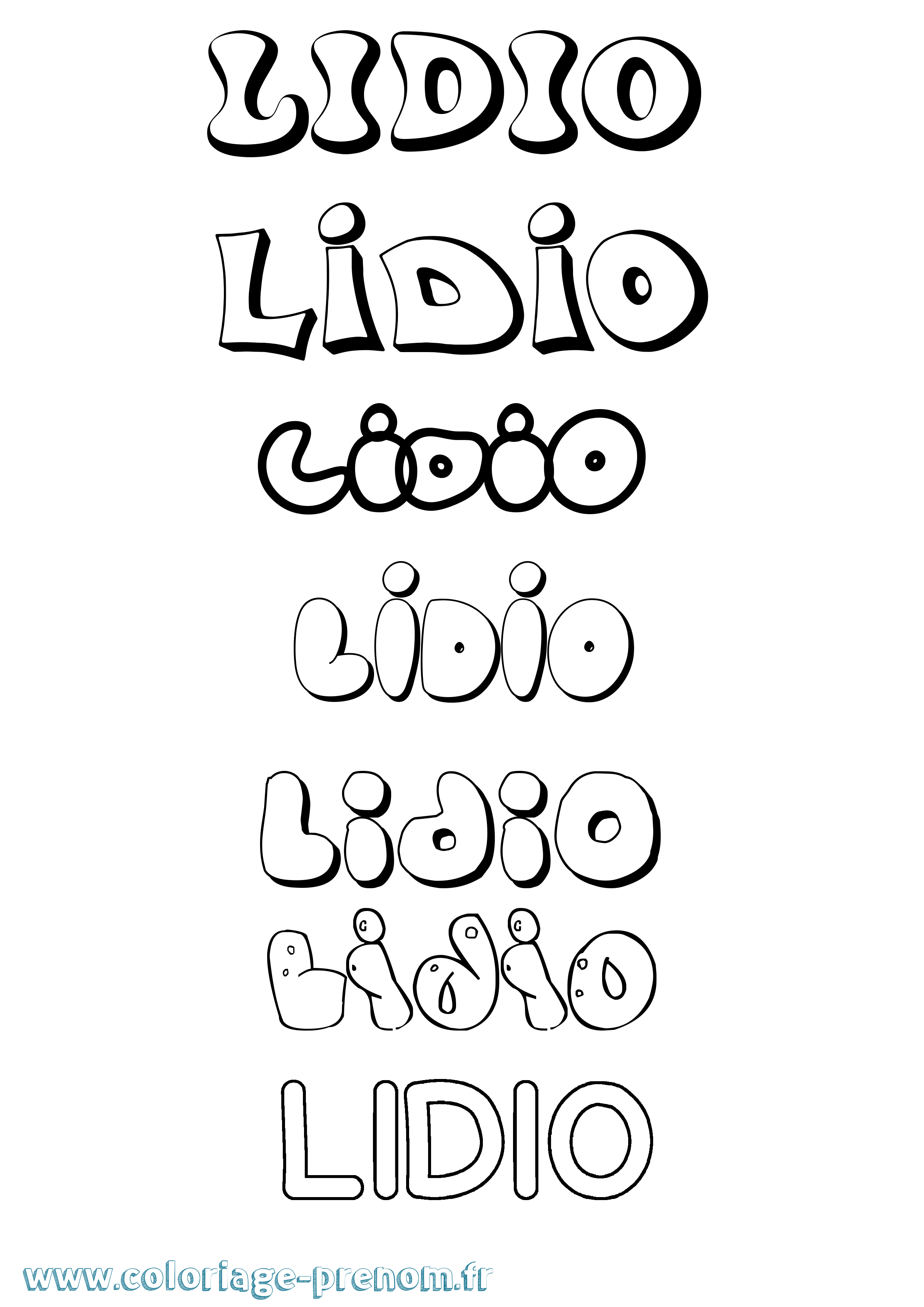Coloriage prénom Lidio Bubble