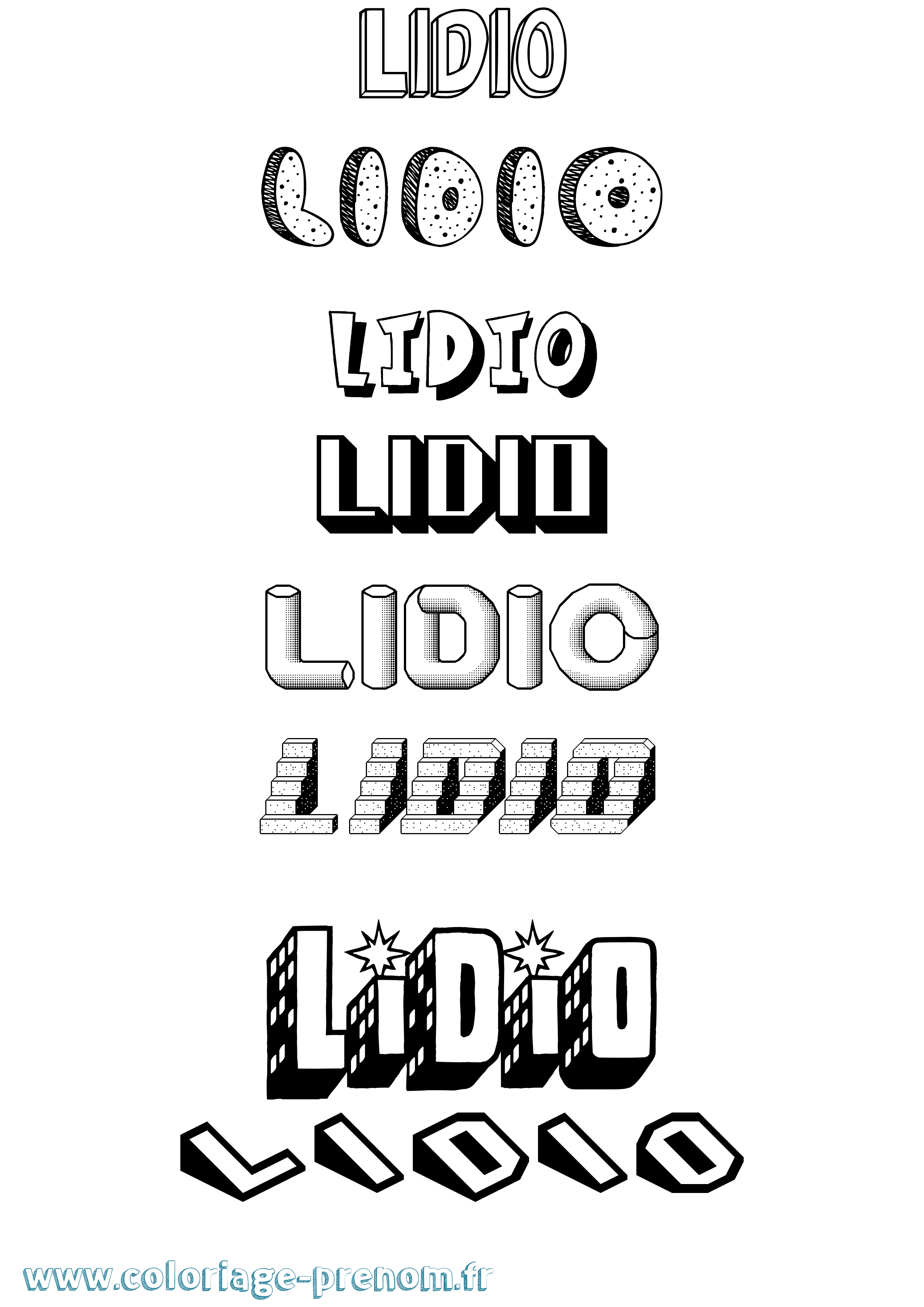 Coloriage Lidio Effet 3D Coloriage prénom Lidio Effet 3D