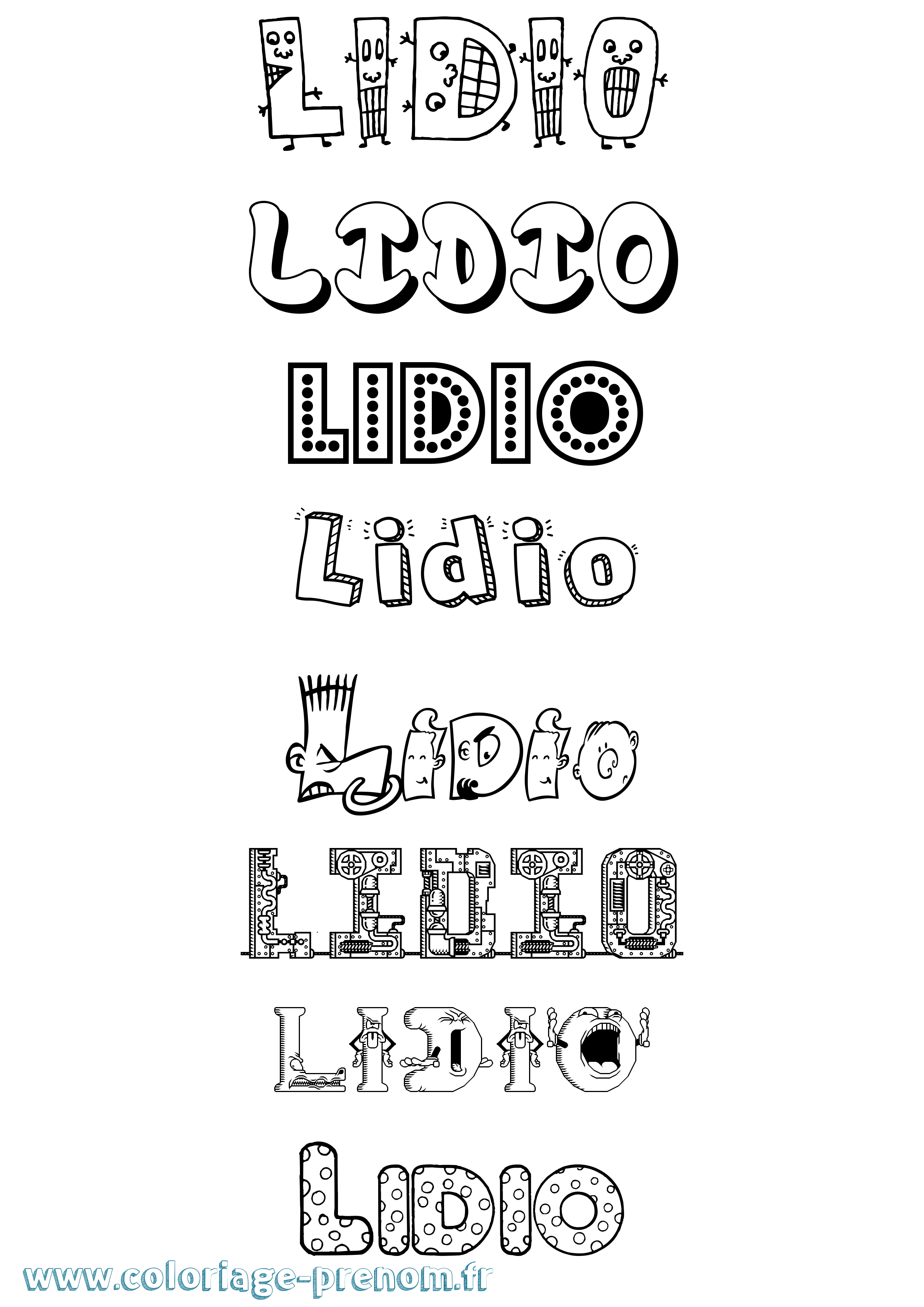 Coloriage prénom Lidio Fun