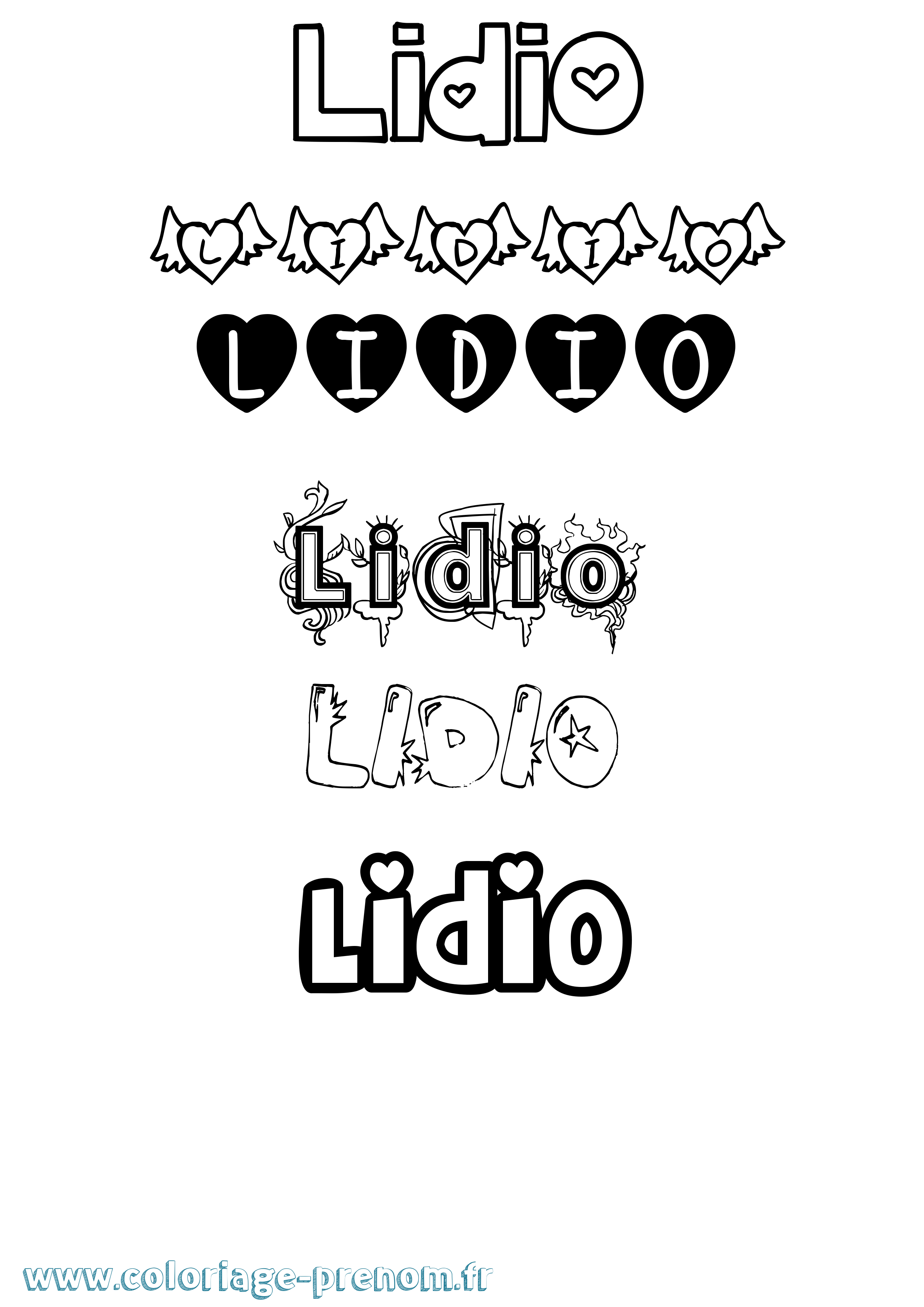 Coloriage prénom Lidio Girly