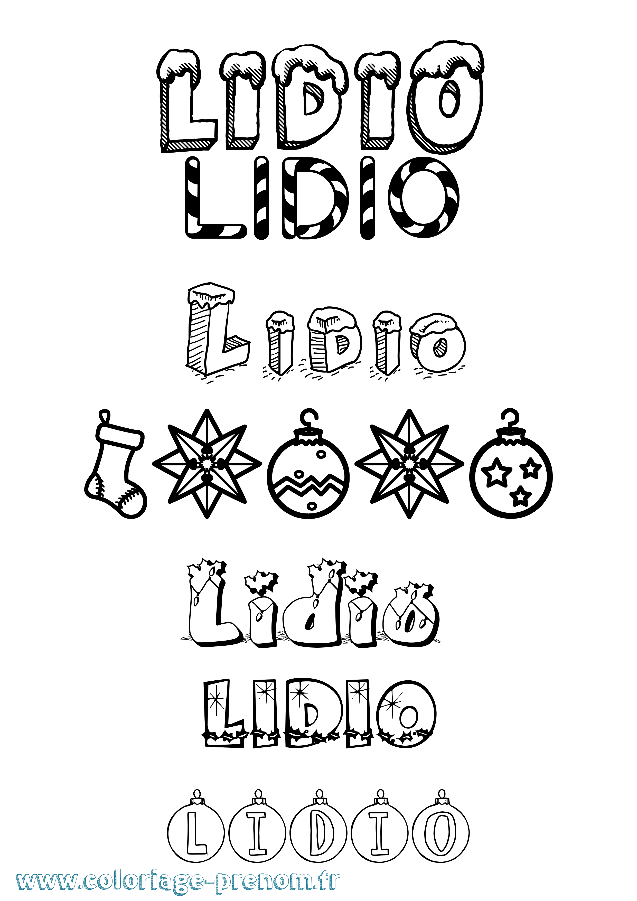 Coloriage Lidio Noël Coloriage prénom Lidio Noël