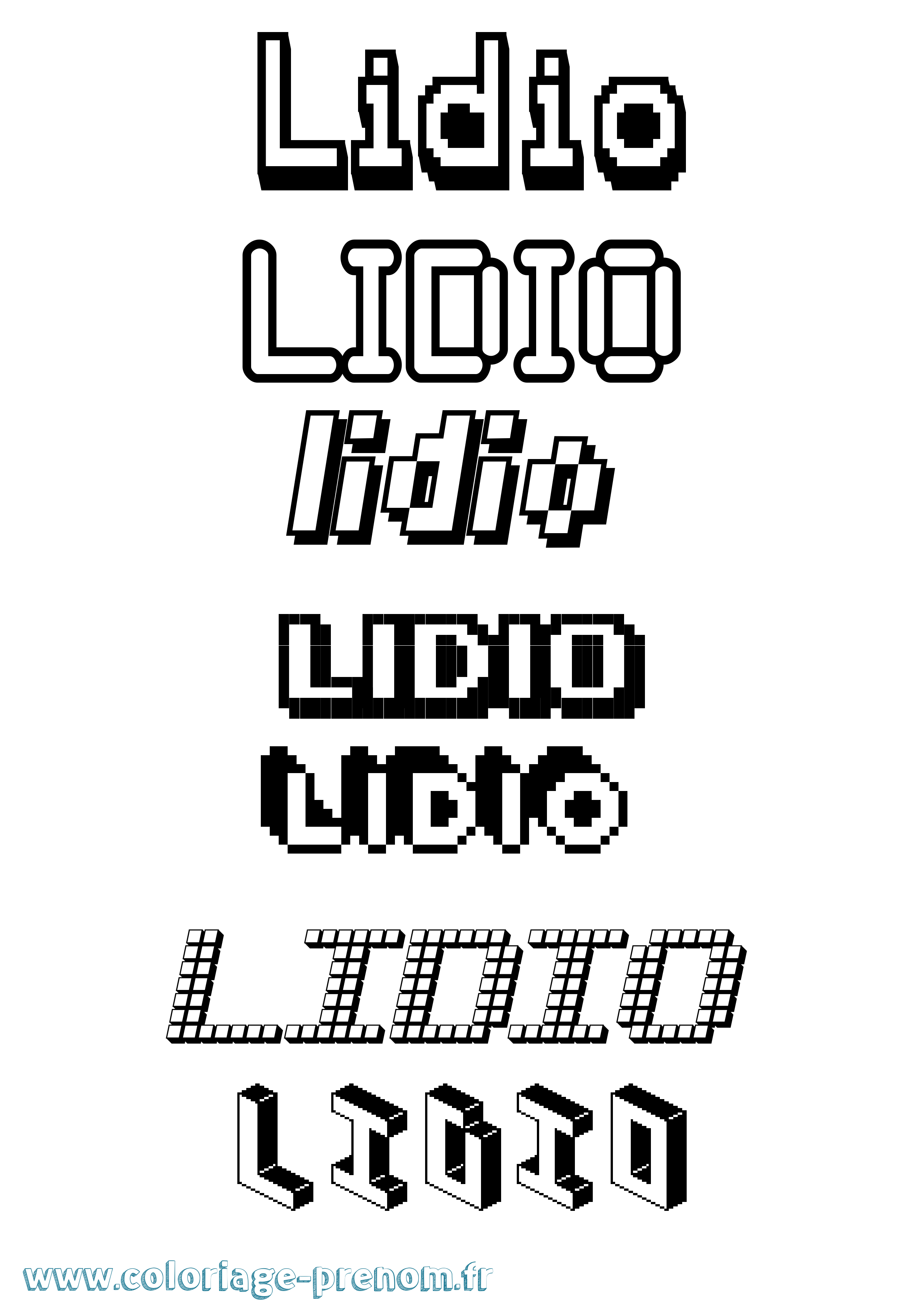 Coloriage prénom Lidio Pixel
