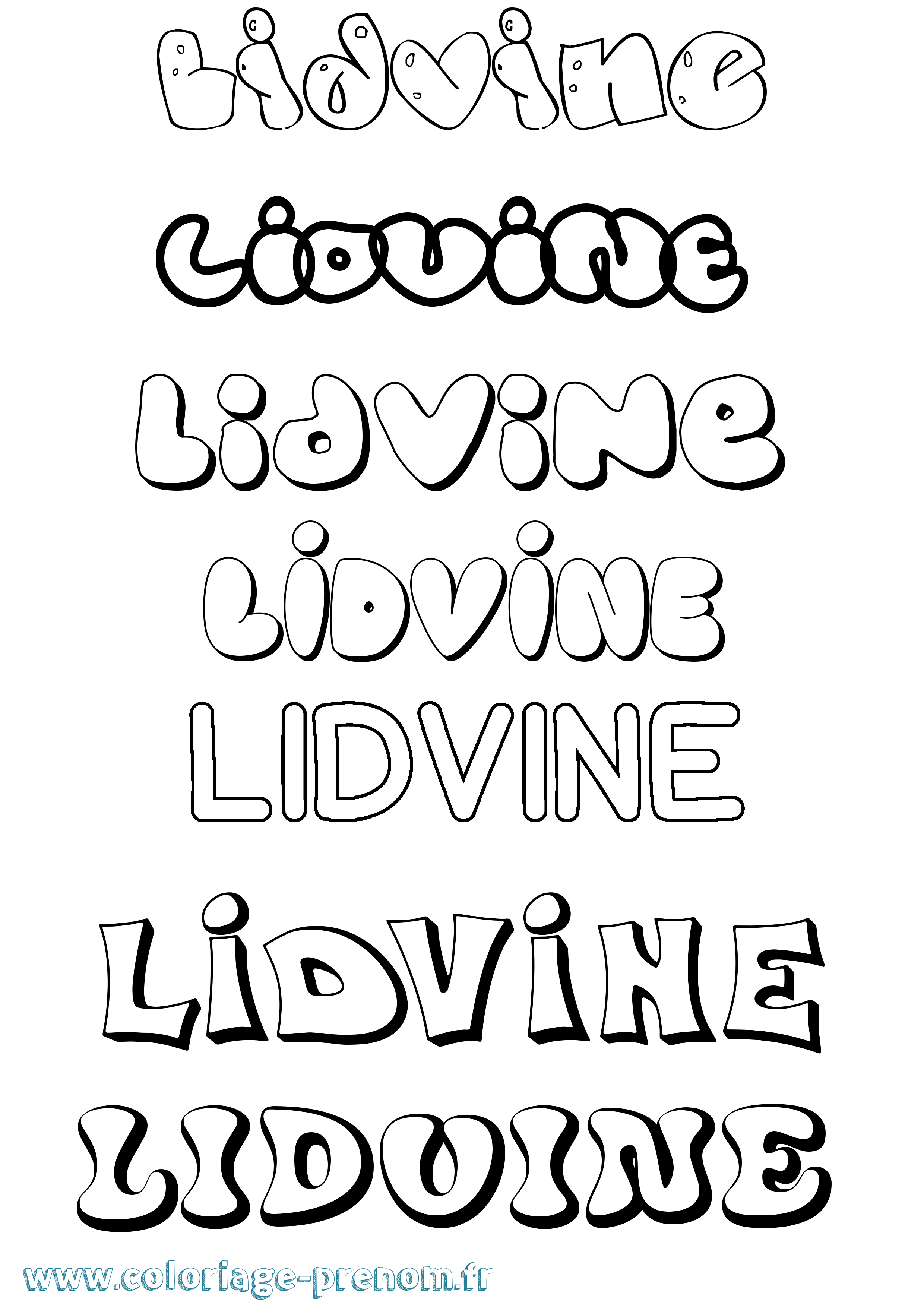 Coloriage prénom Lidvine Bubble