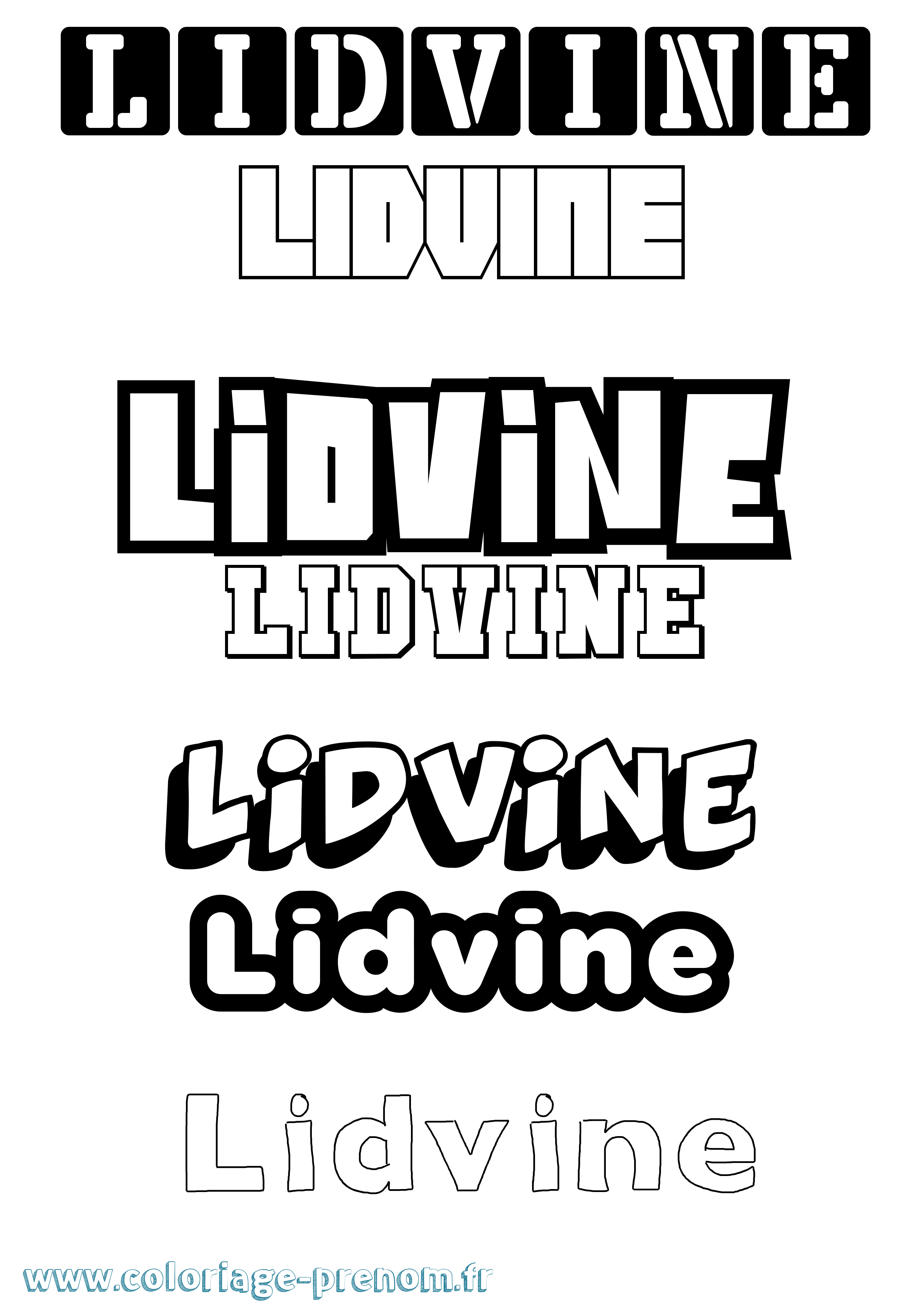 Coloriage prénom Lidvine Simple