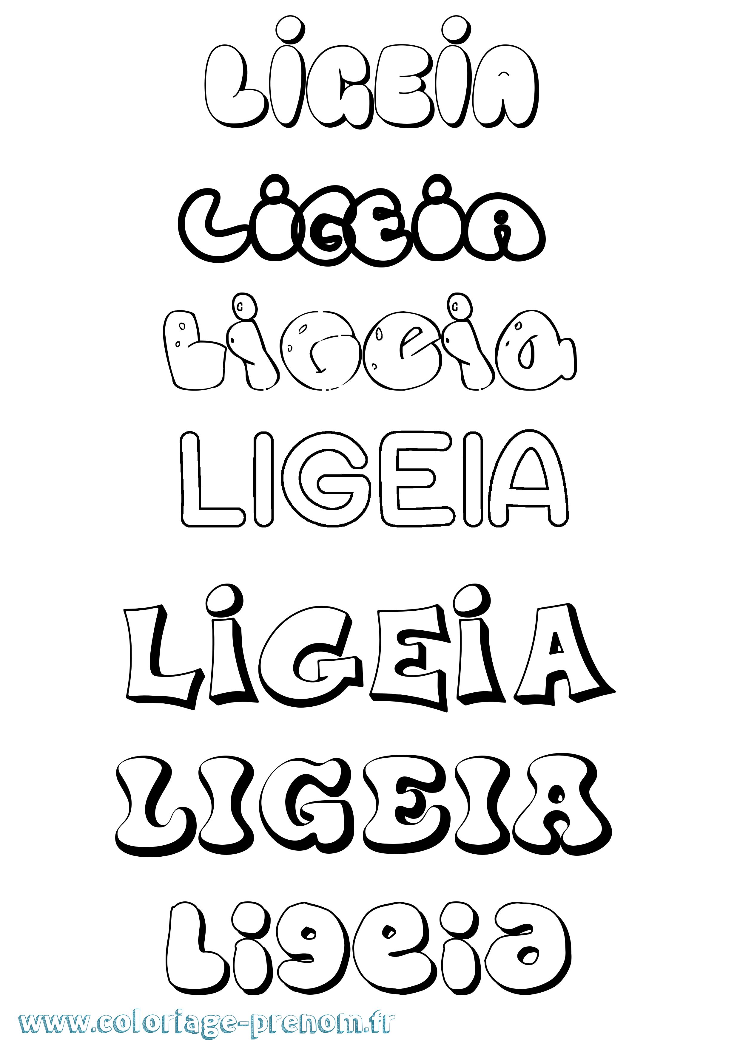 Coloriage prénom Ligeia Bubble