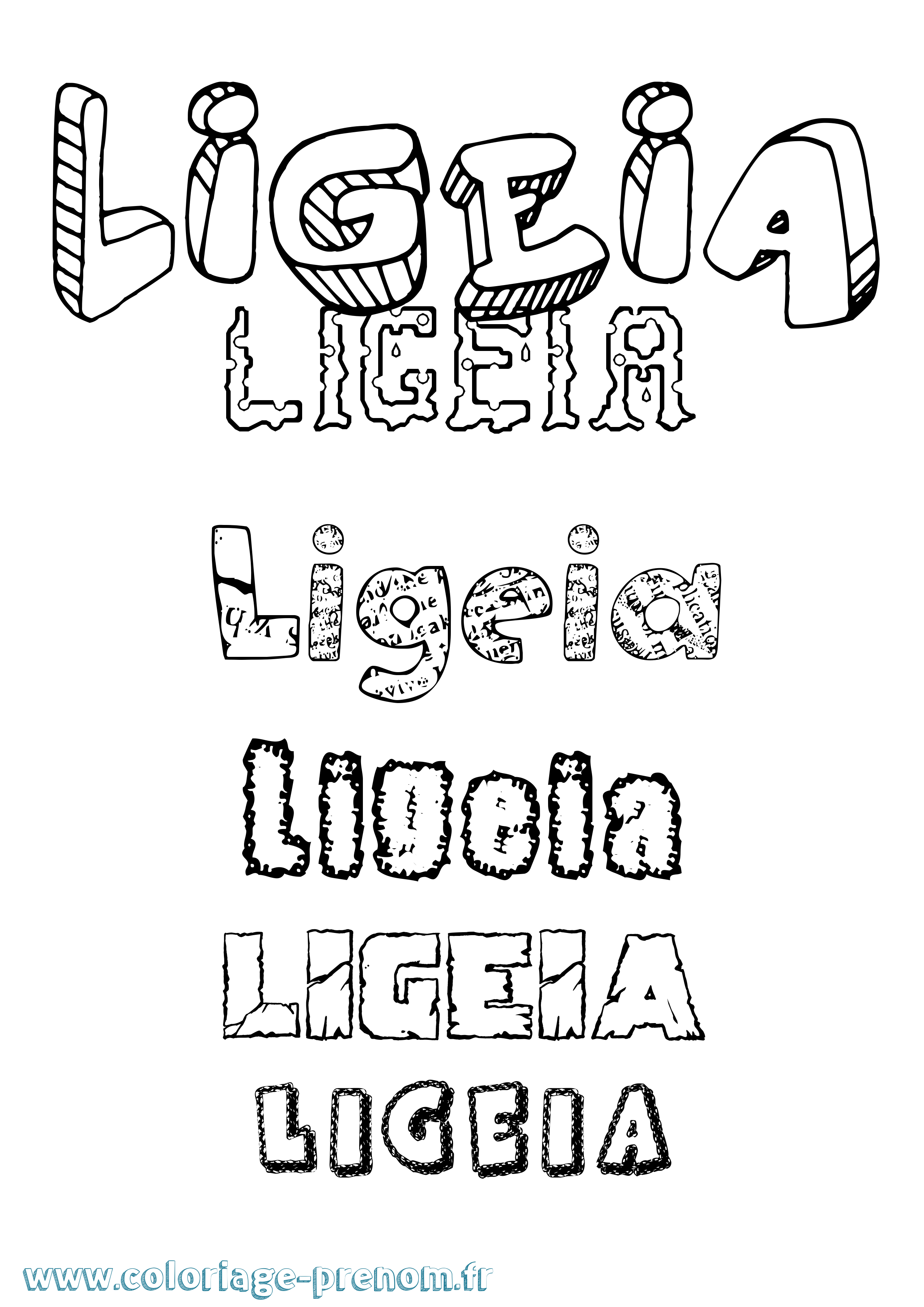 Coloriage Ligeia Destructuré Coloriage prénom Ligeia Destructuré