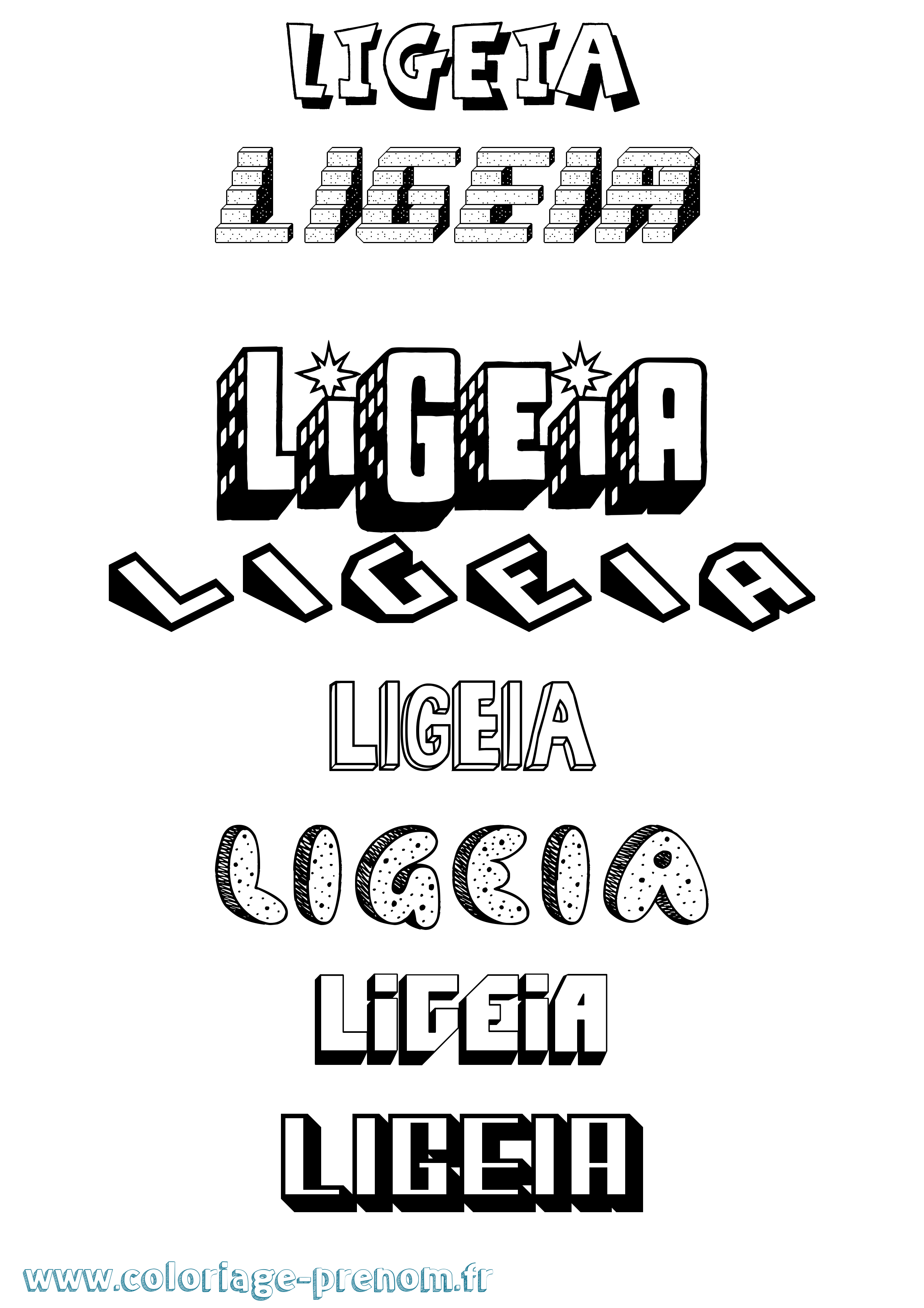 Coloriage Ligeia Effet 3D Coloriage prénom Ligeia Effet 3D