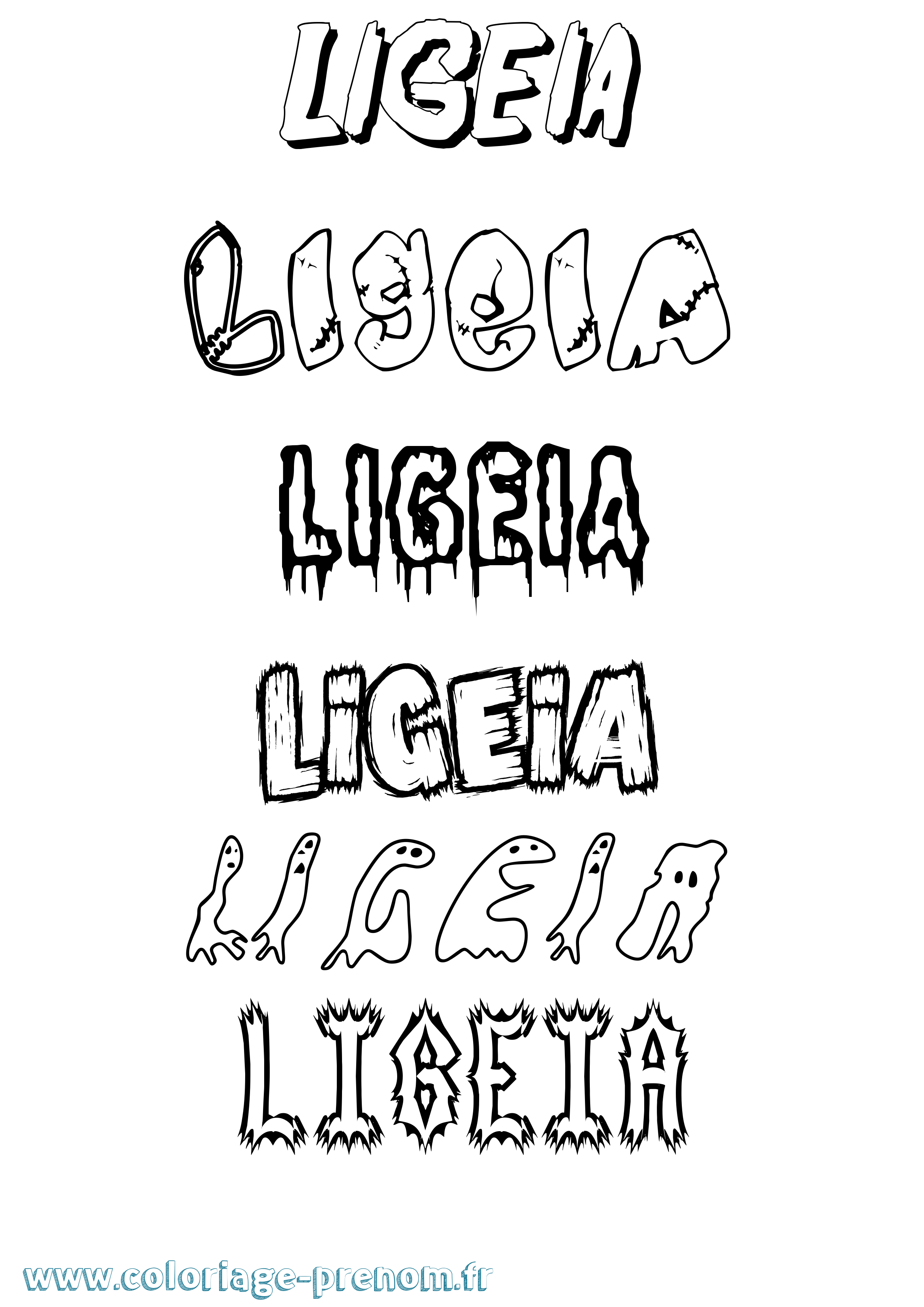 Coloriage Ligeia Frisson Coloriage prénom Ligeia Frisson