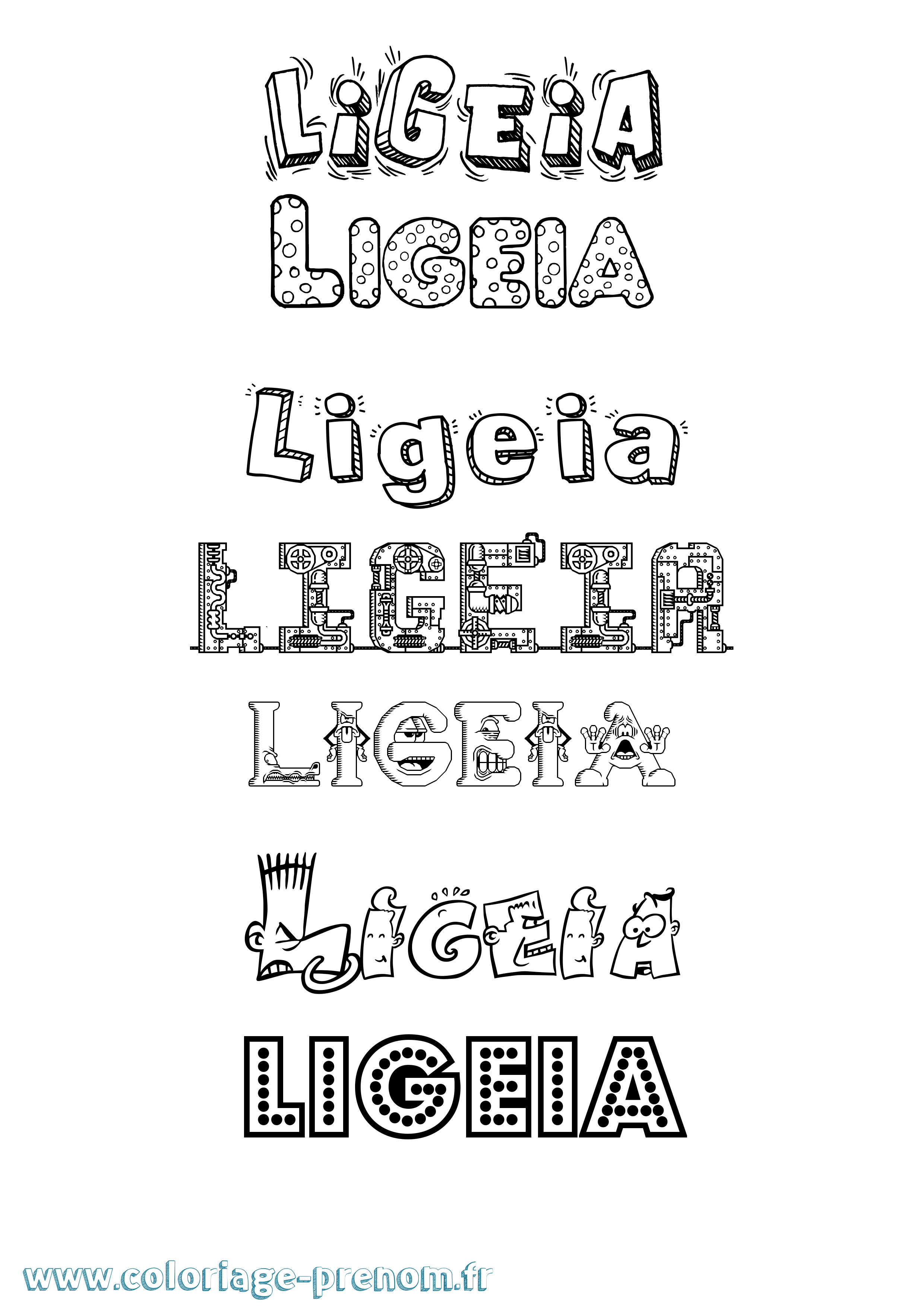 Coloriage Ligeia Fun Coloriage prénom Ligeia Fun
