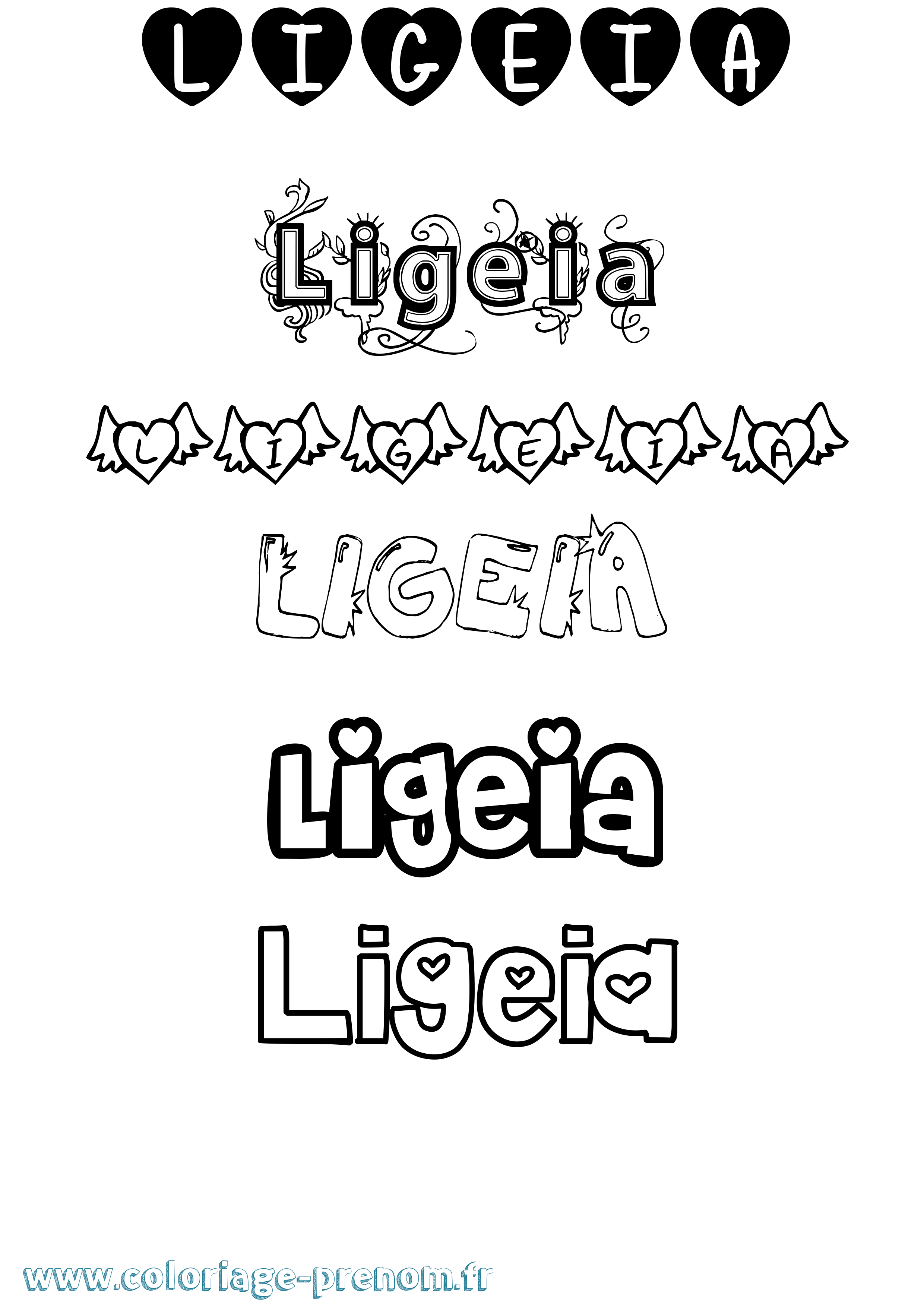 Coloriage prénom Ligeia Girly