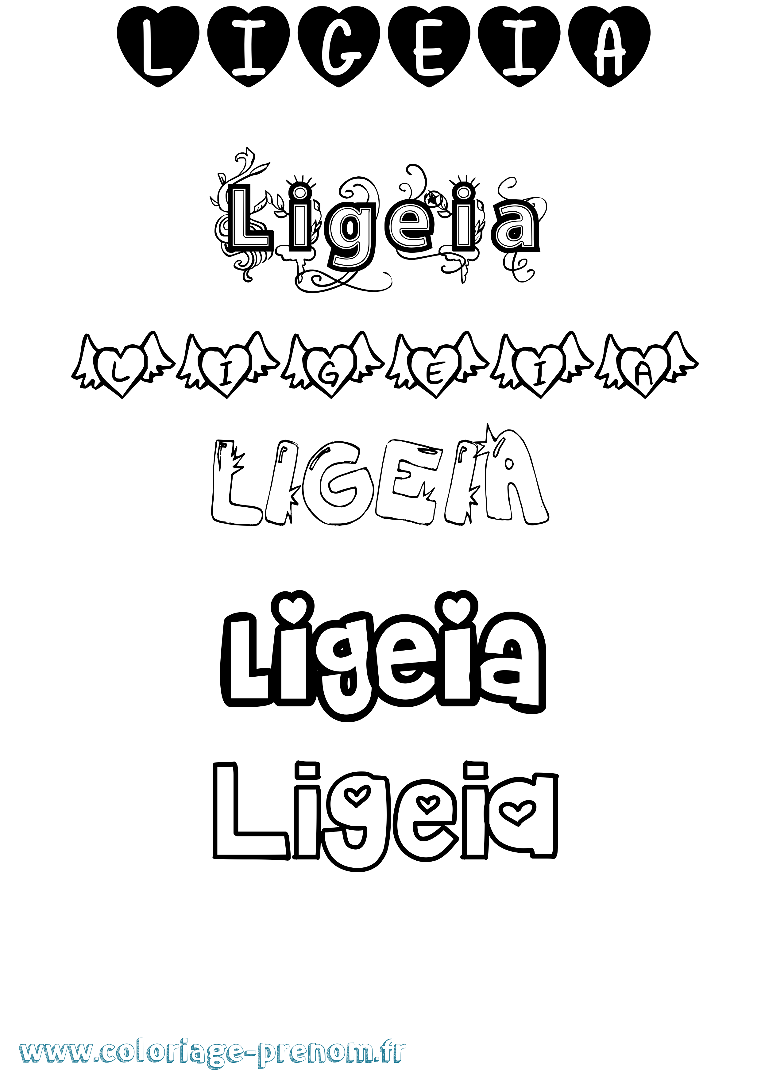 Coloriage Ligeia Girly Coloriage prénom Ligeia Girly