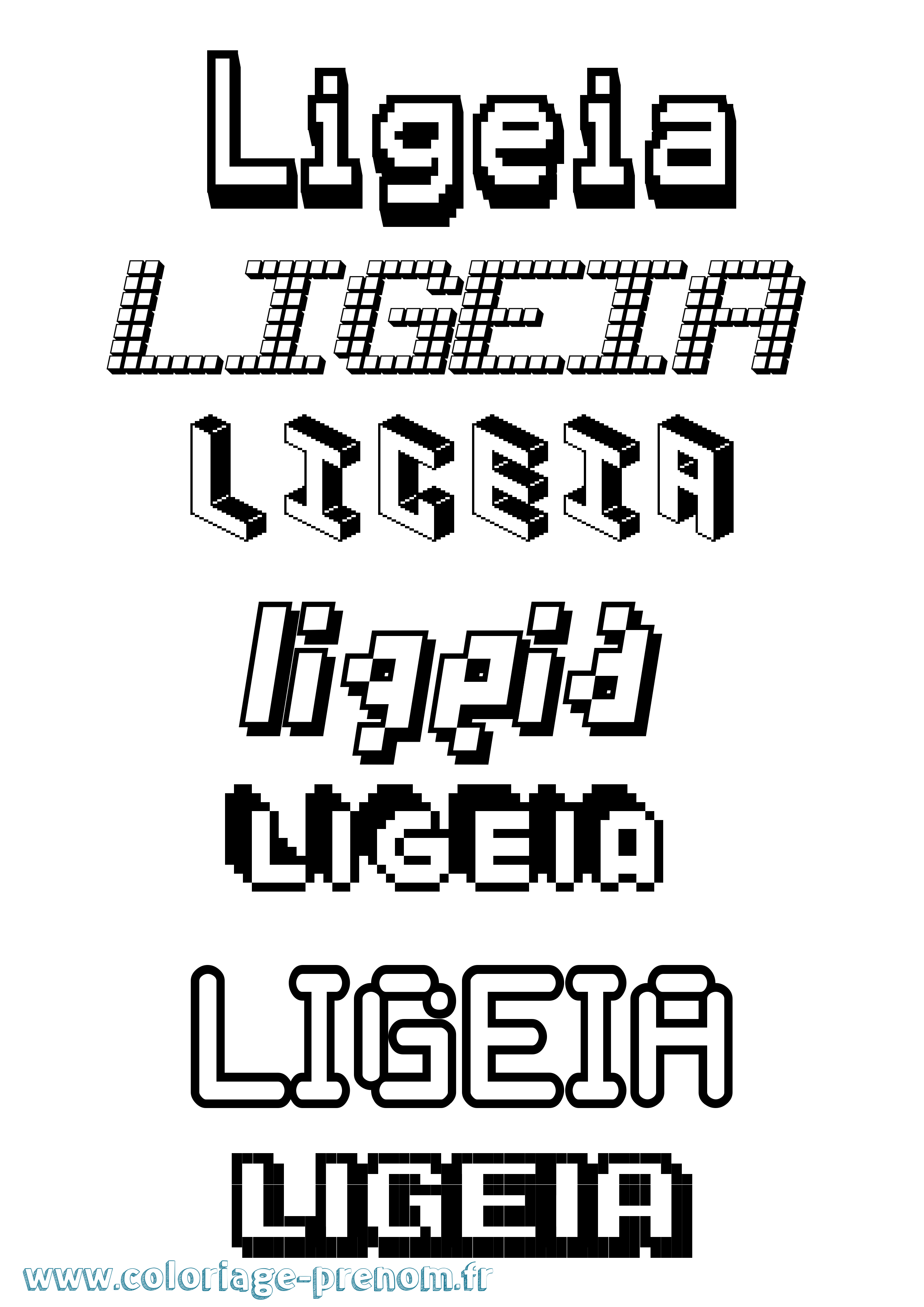 Coloriage prénom Ligeia Pixel