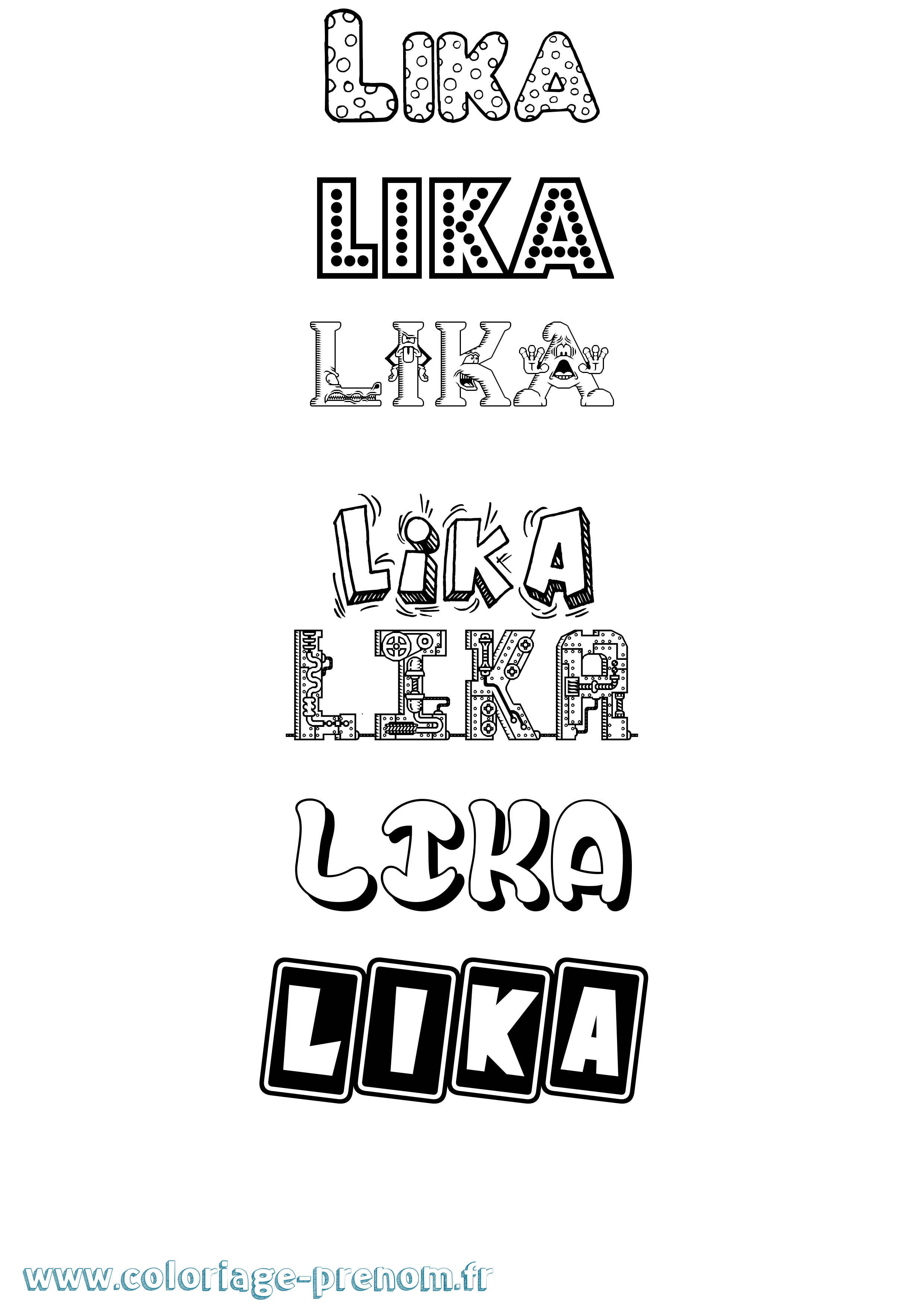 Coloriage prénom Lika Fun