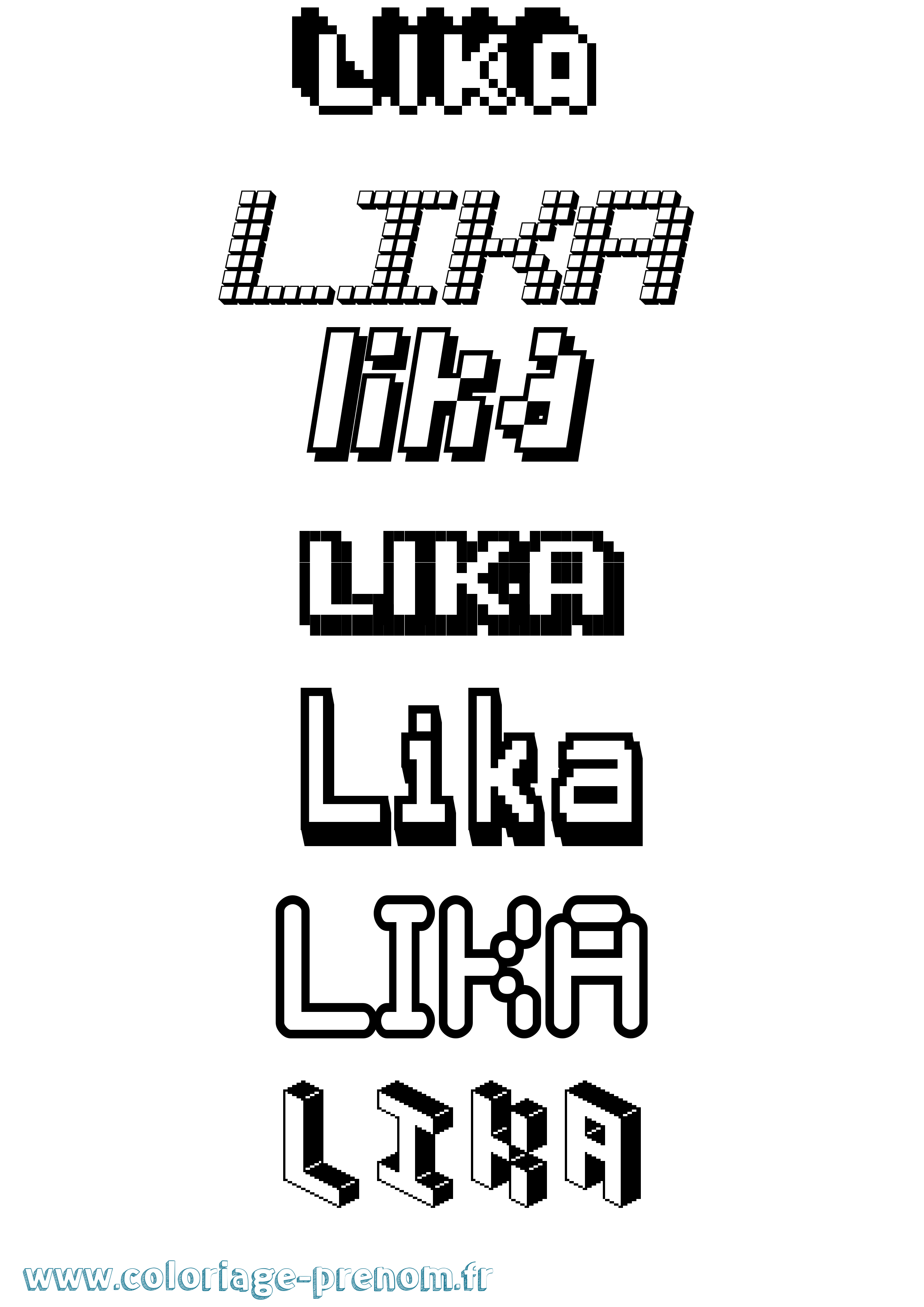 Coloriage prénom Lika Pixel