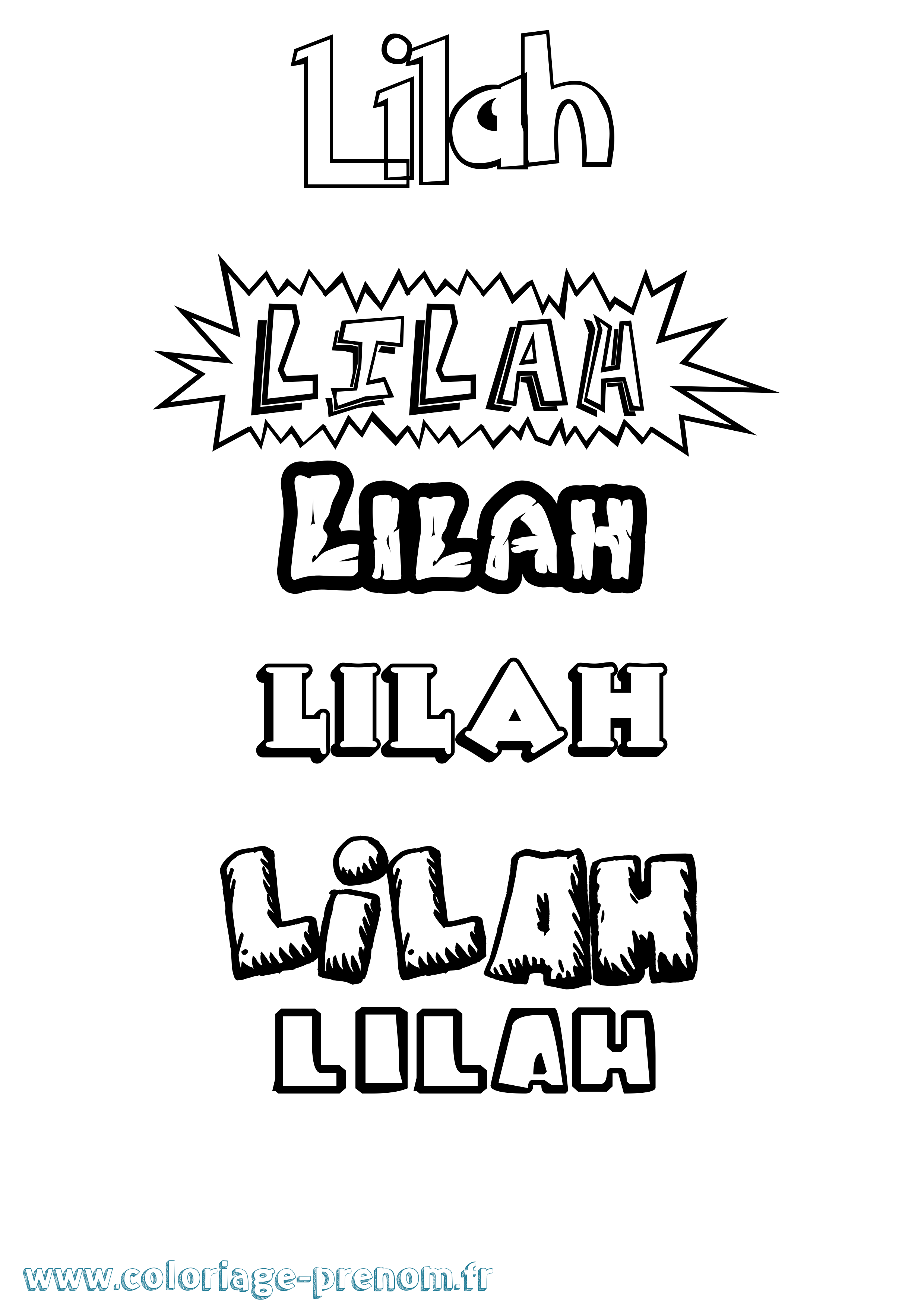 Coloriage prénom Lilah Dessin Animé