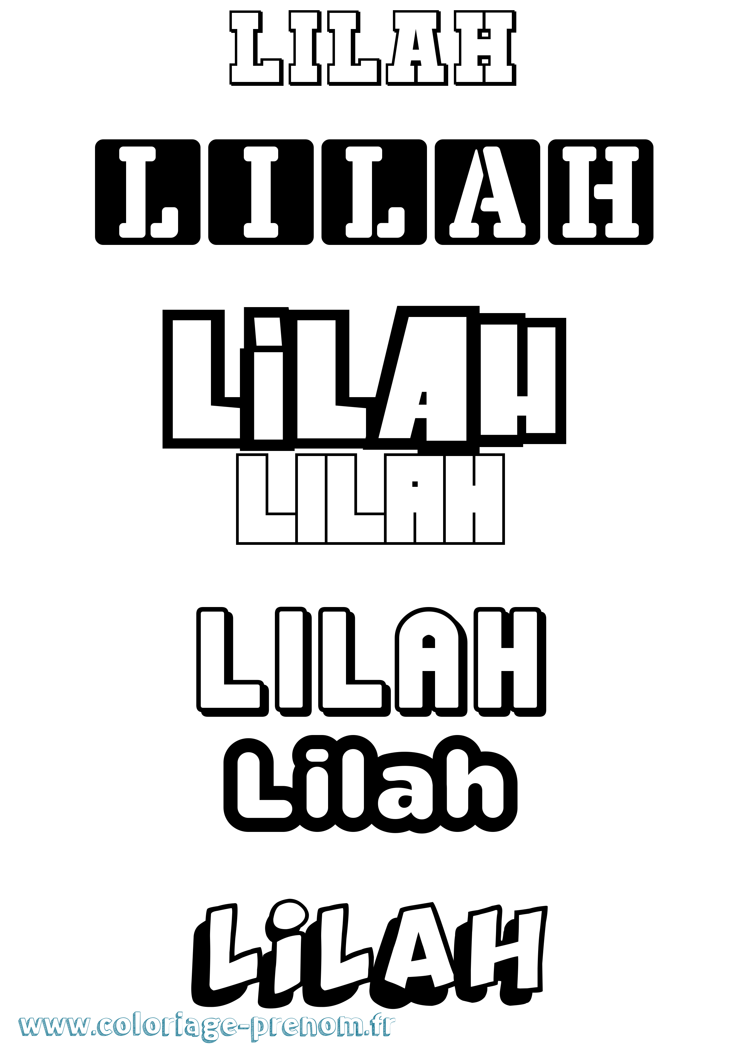 Coloriage prénom Lilah Simple