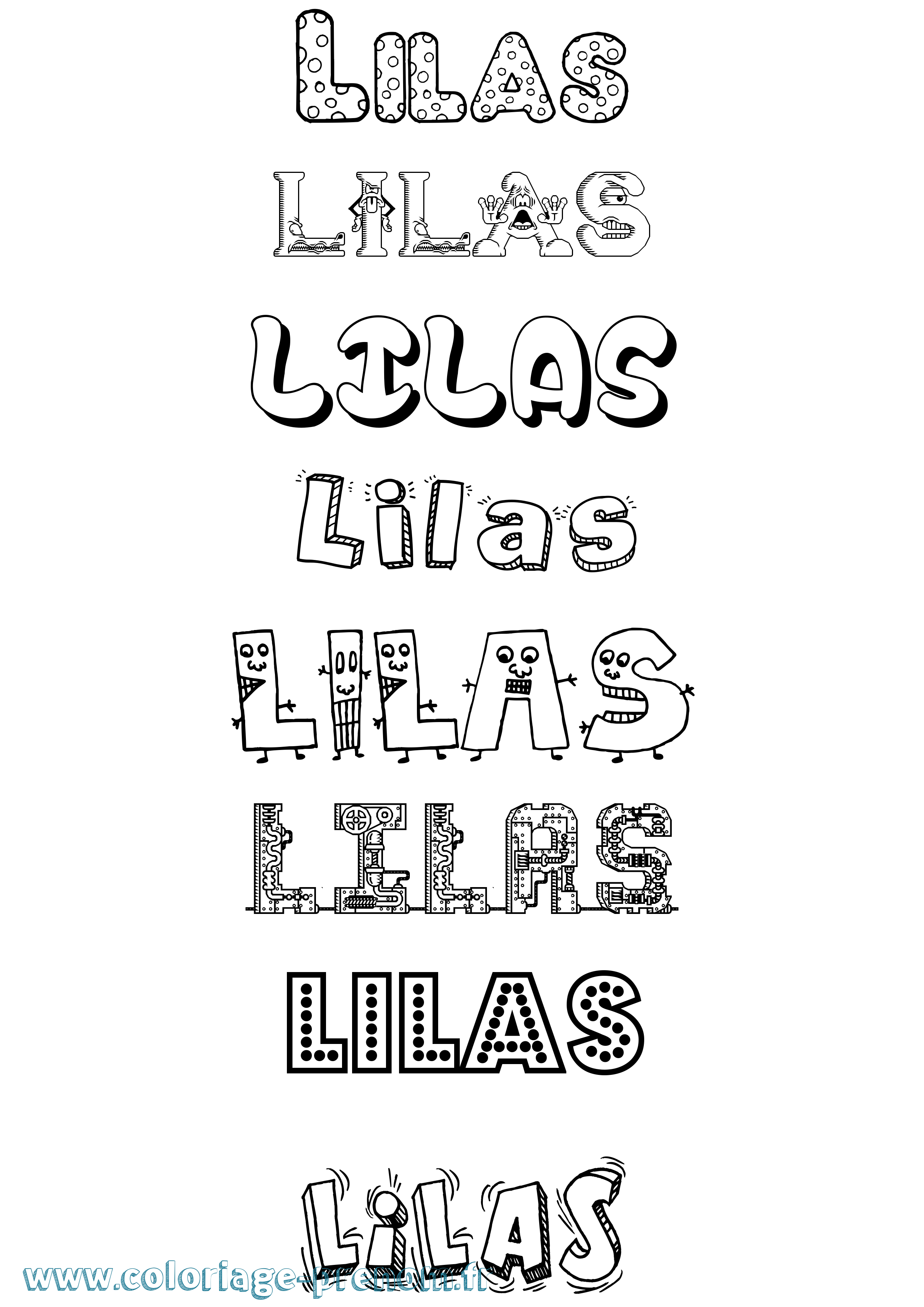 Coloriage prénom Lilas