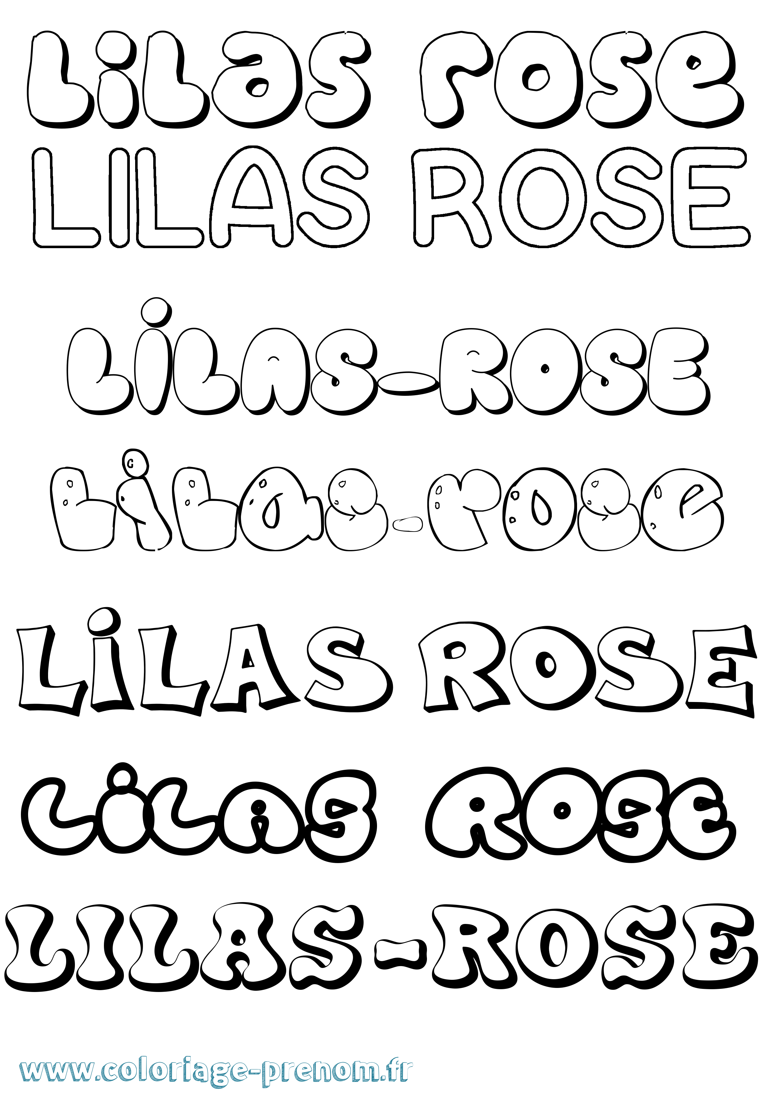 Coloriage prénom Lilas-Rose Bubble