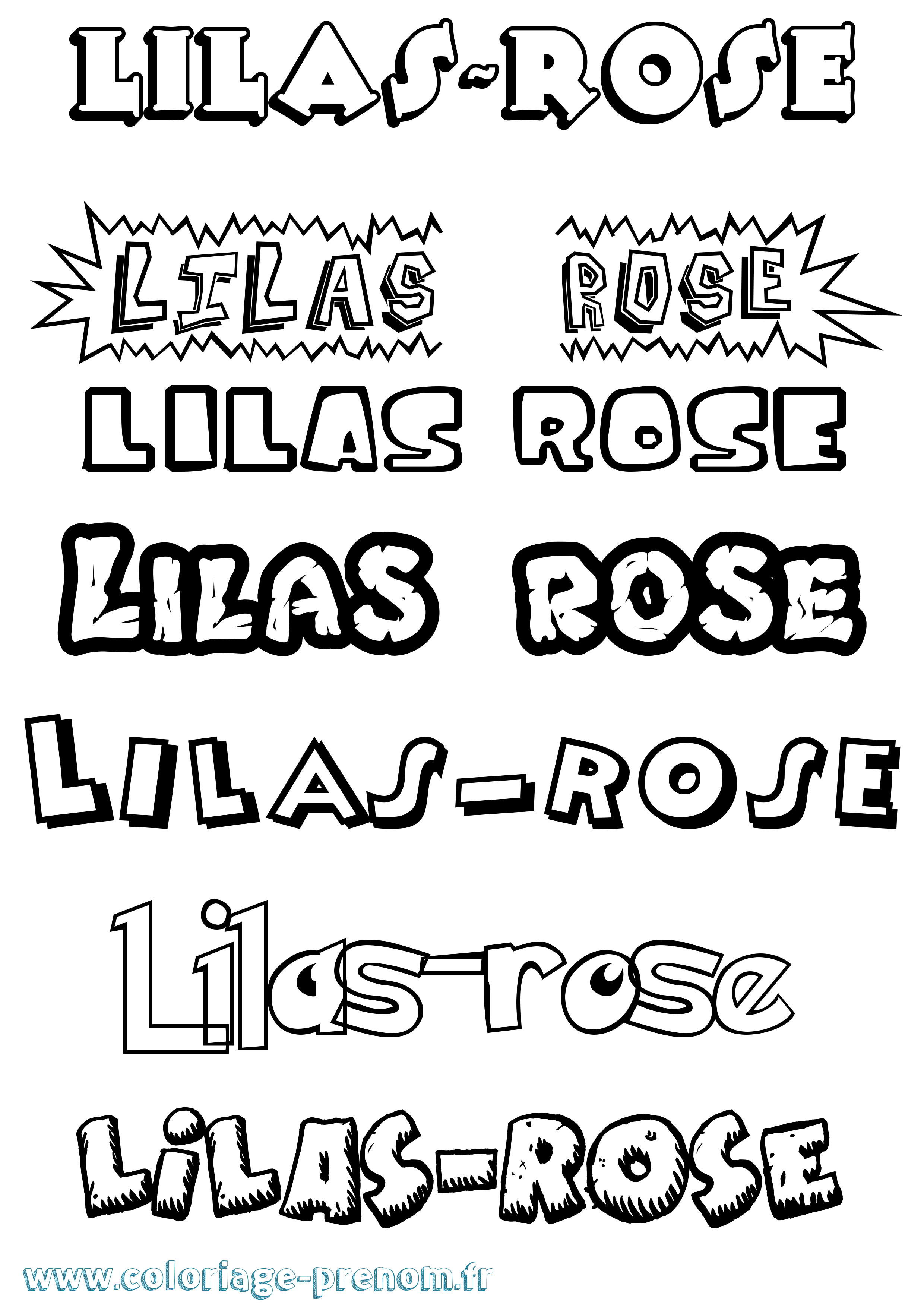 Coloriage Lilas-Rose Dessin Animé Coloriage prénom Lilas-Rose Dessin Animé
