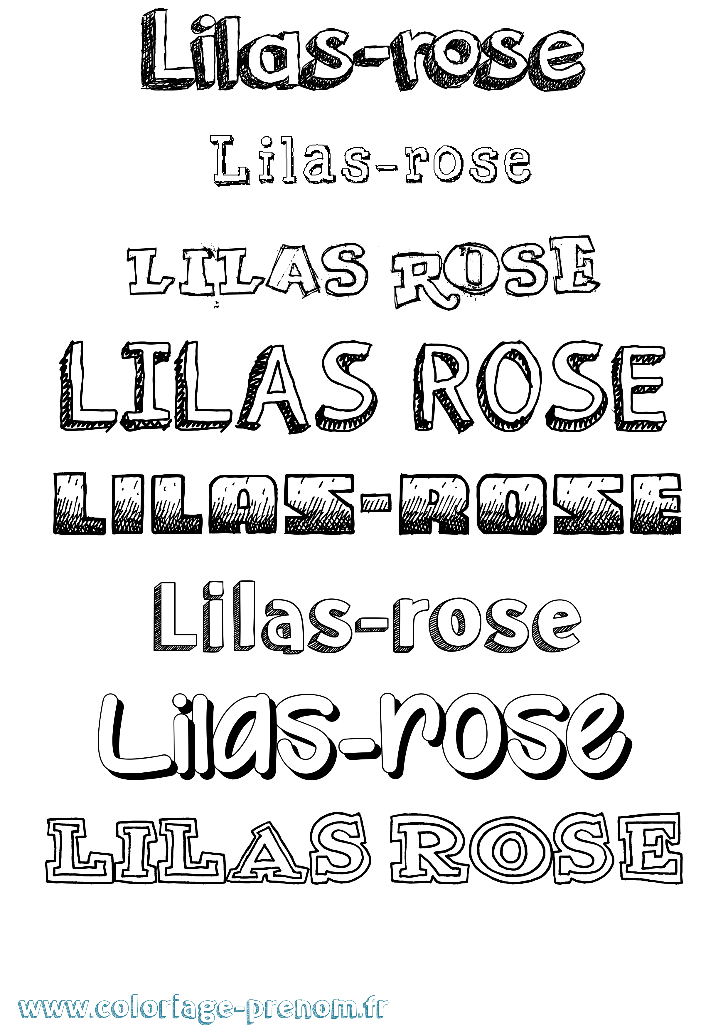 Coloriage Lilas-Rose Dessiné Coloriage prénom Lilas-Rose Dessiné