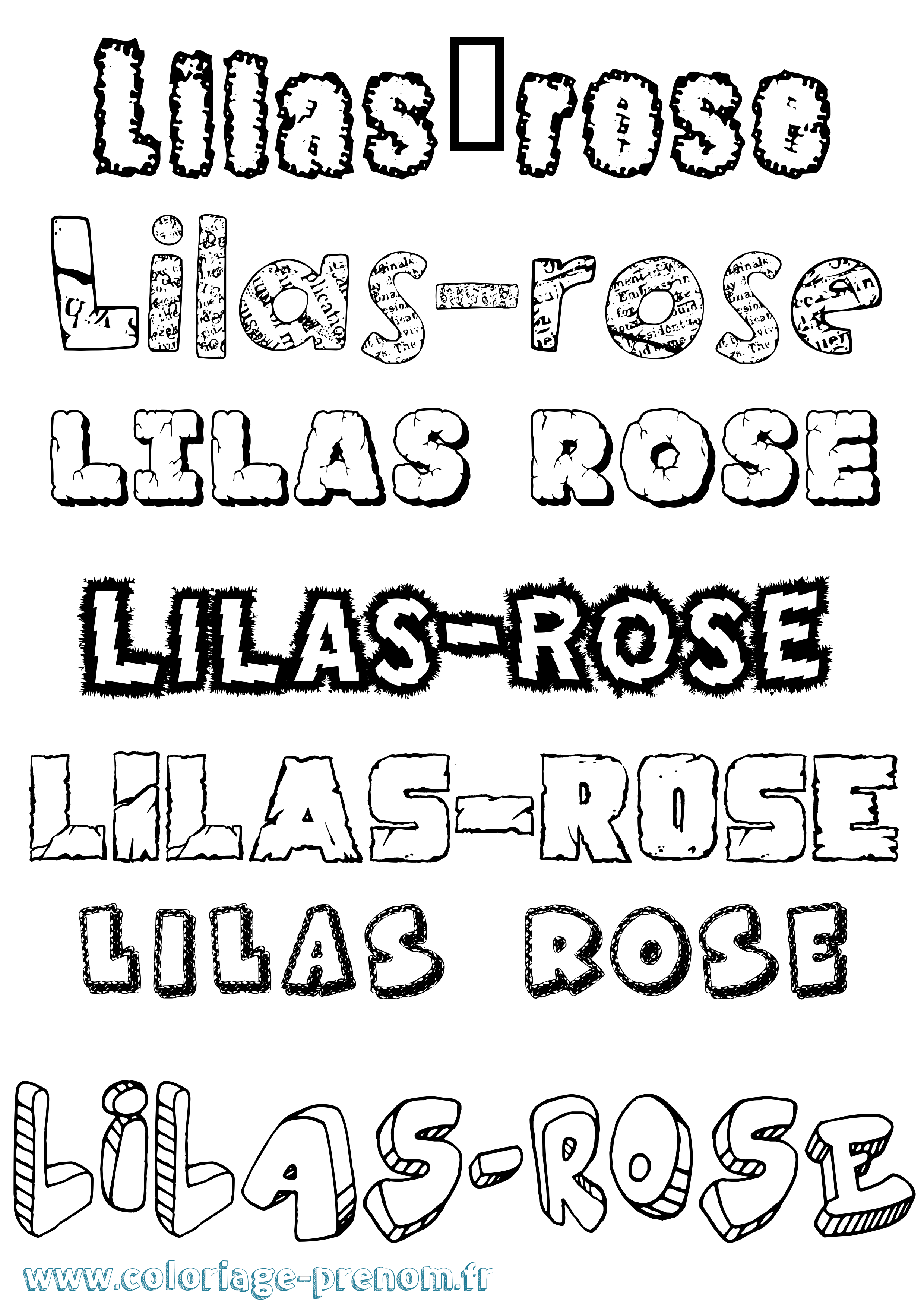 Coloriage prénom Lilas-Rose Destructuré