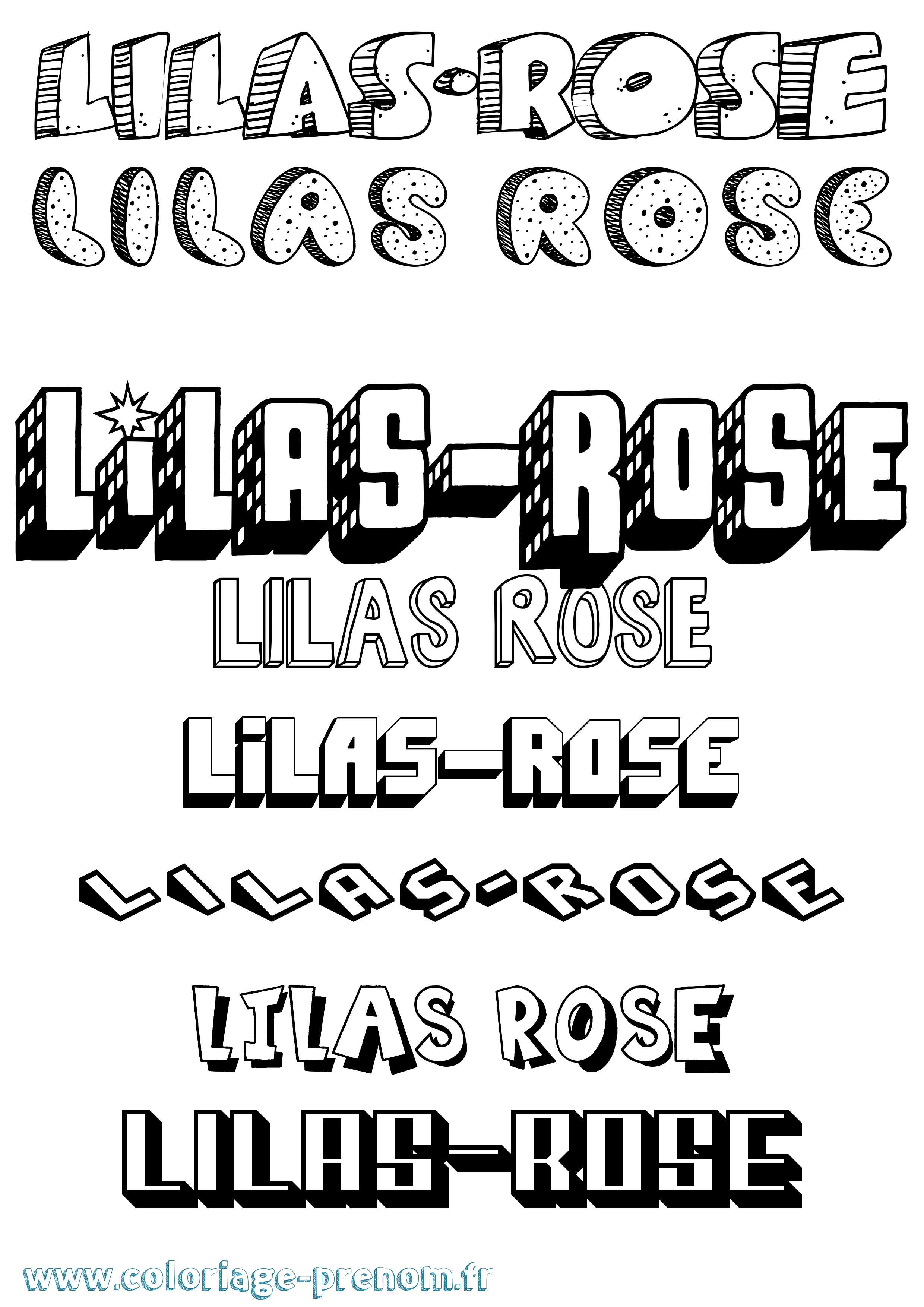 Coloriage Lilas-Rose Effet 3D Coloriage prénom Lilas-Rose Effet 3D