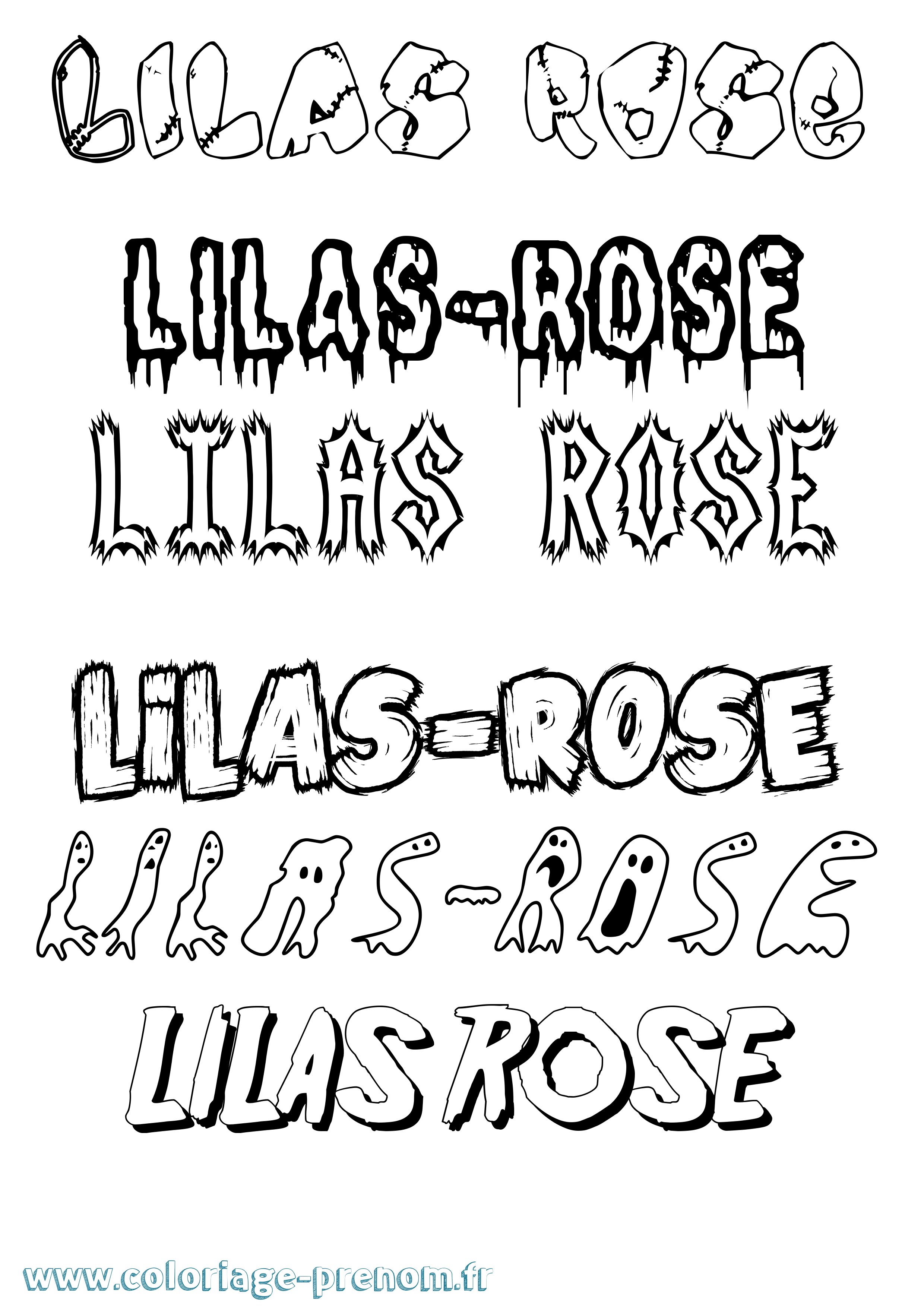 Coloriage Lilas-Rose Frisson Coloriage prénom Lilas-Rose Frisson