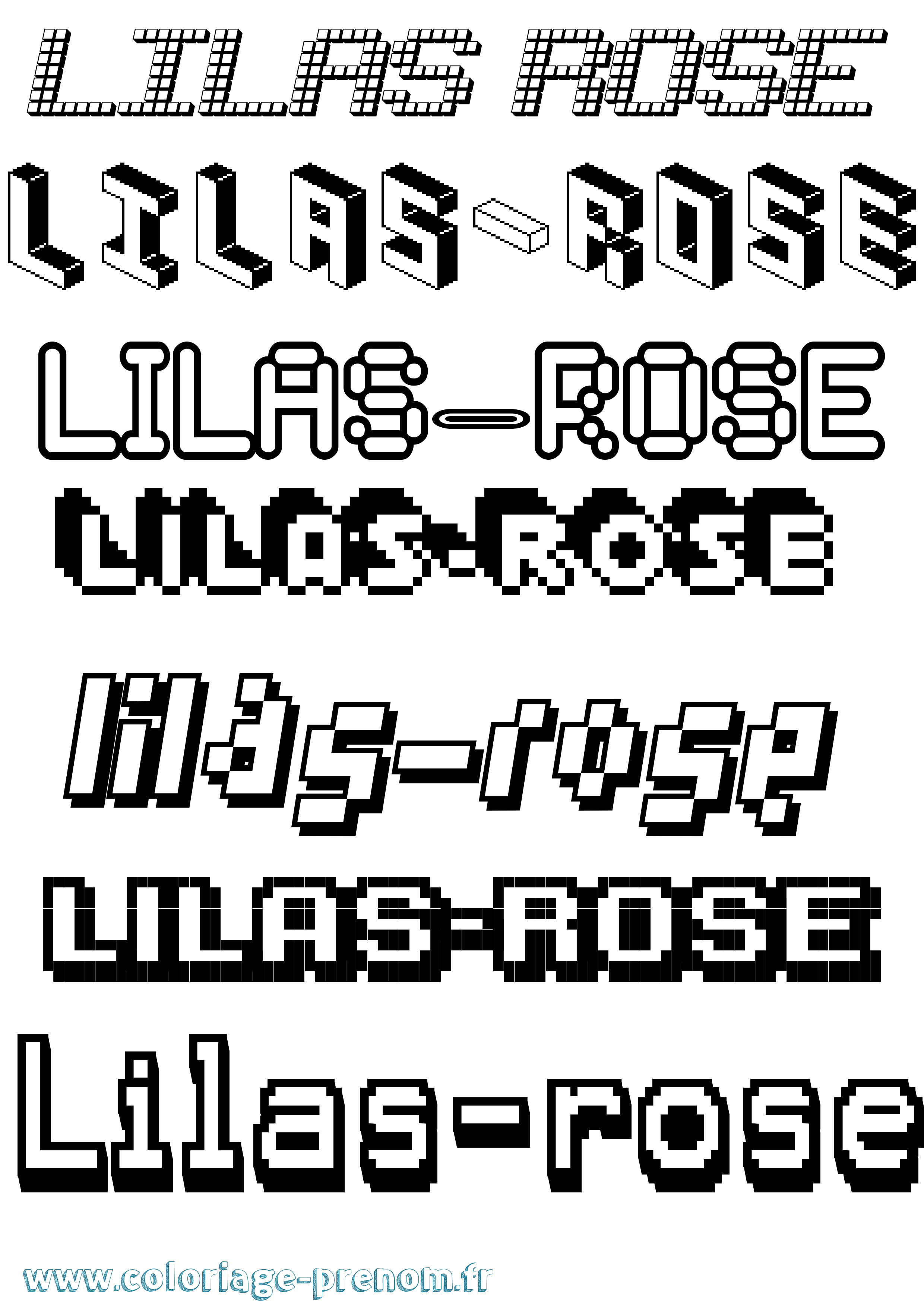 Coloriage Lilas-Rose Pixel Coloriage prénom Lilas-Rose Pixel