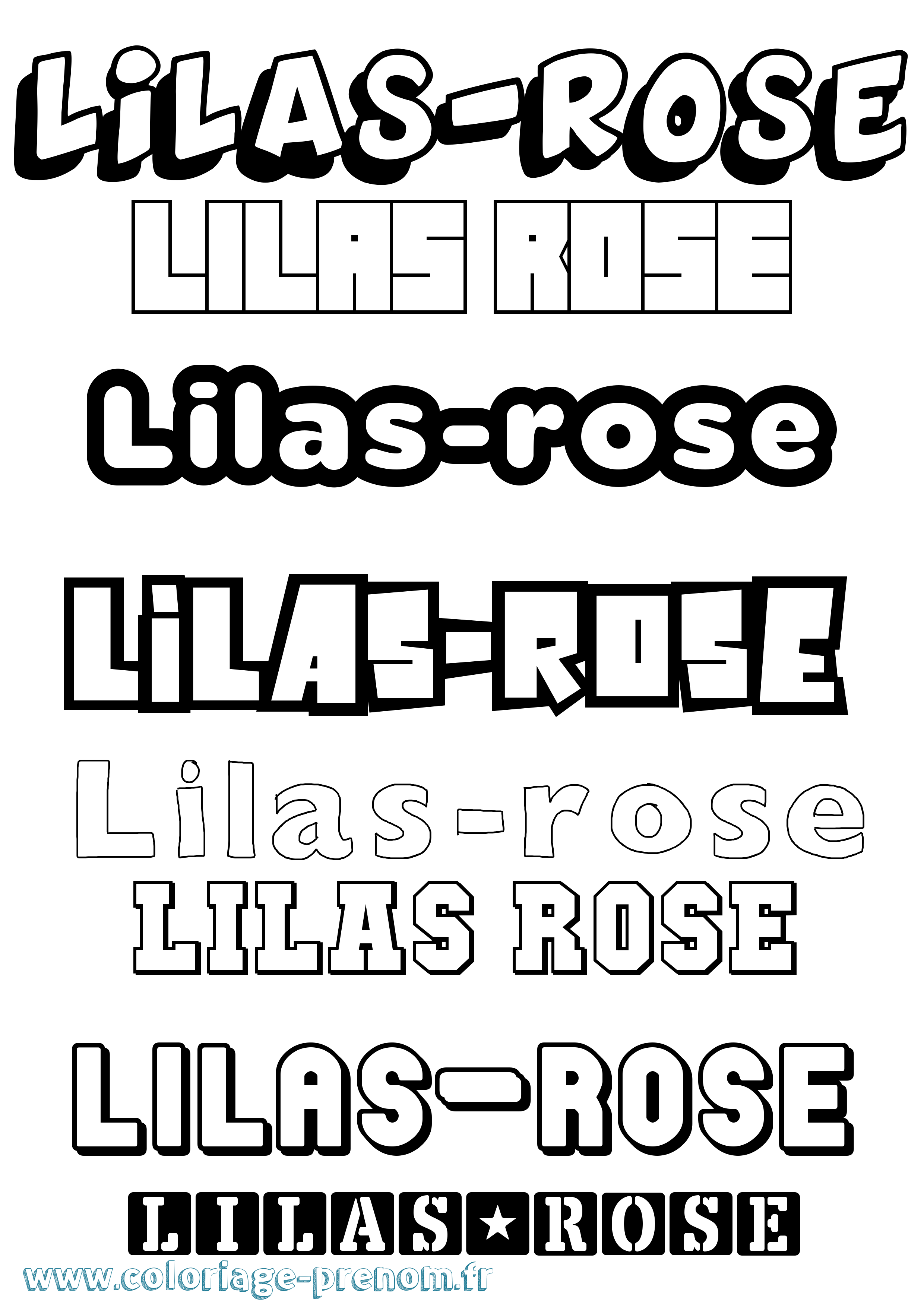 Coloriage Lilas-Rose Simple Coloriage prénom Lilas-Rose Simple