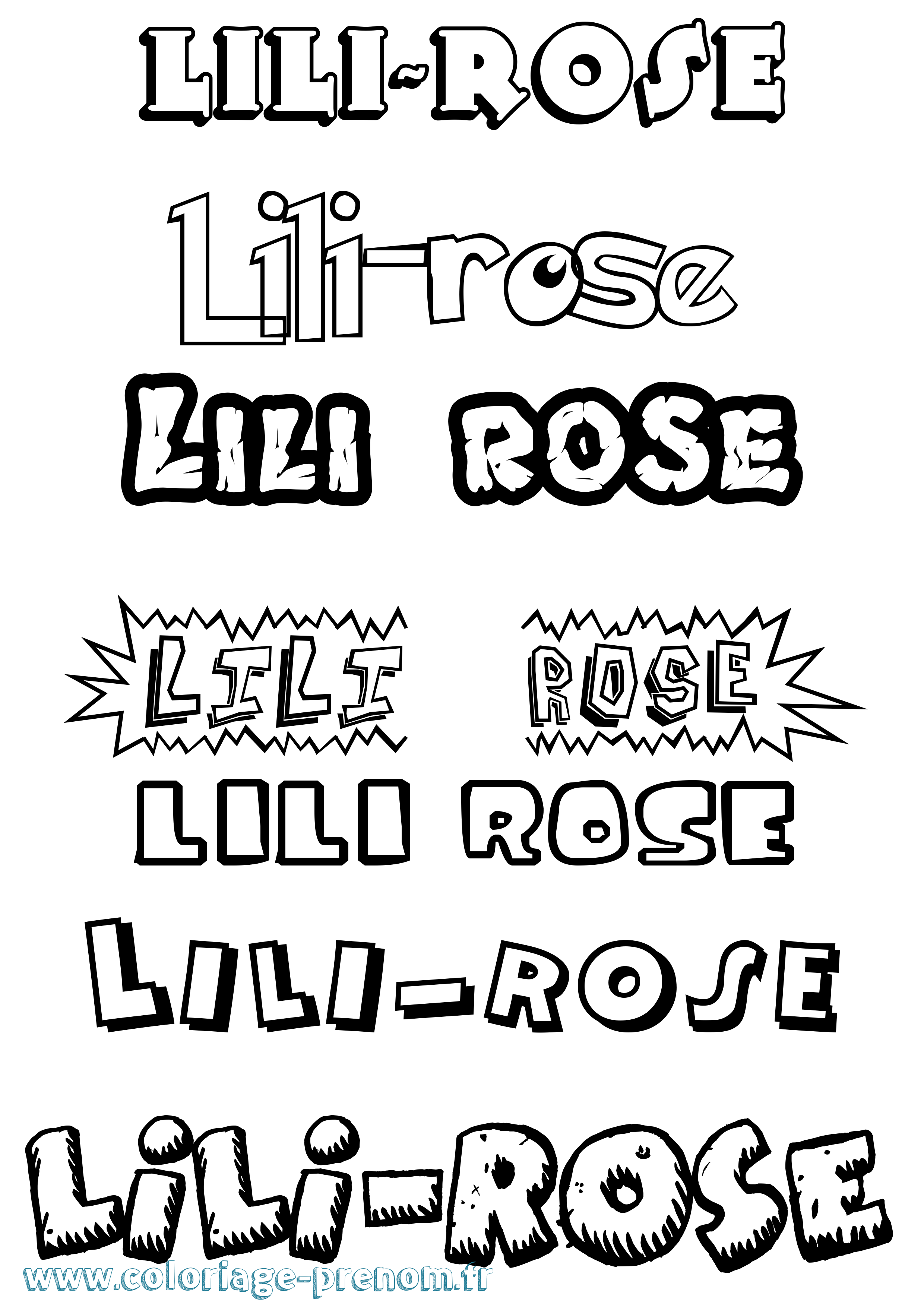 Coloriage prénom Lili-Rose Dessin Animé