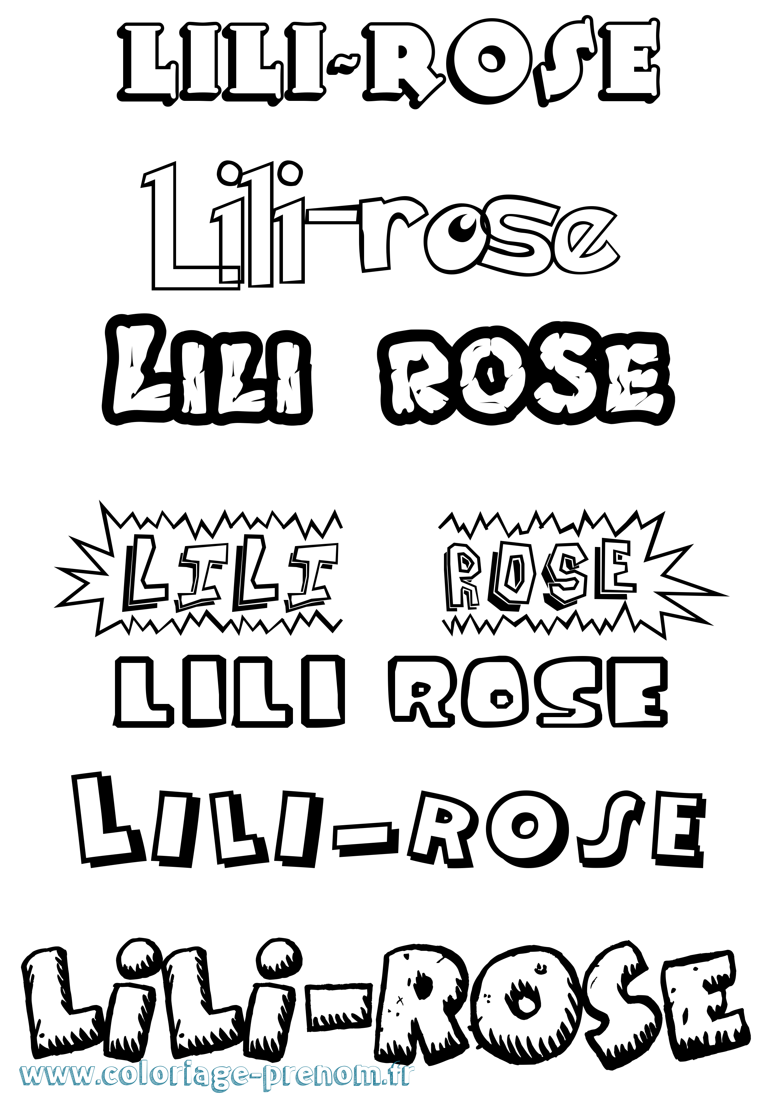 Coloriage Lili-Rose Dessin Animé Coloriage prénom Lili-Rose Dessin Animé