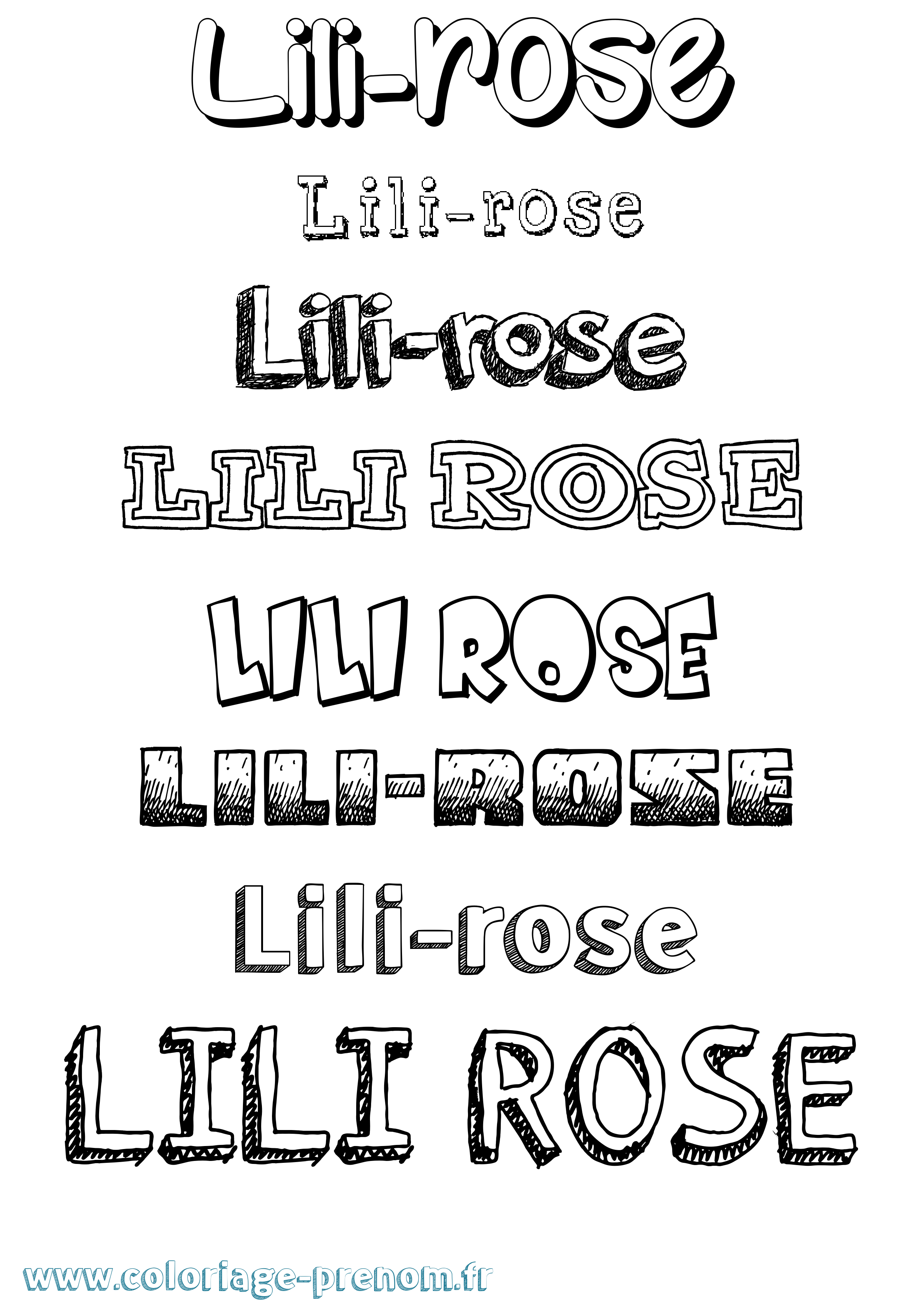 Coloriage prénom Lili-Rose Dessiné
